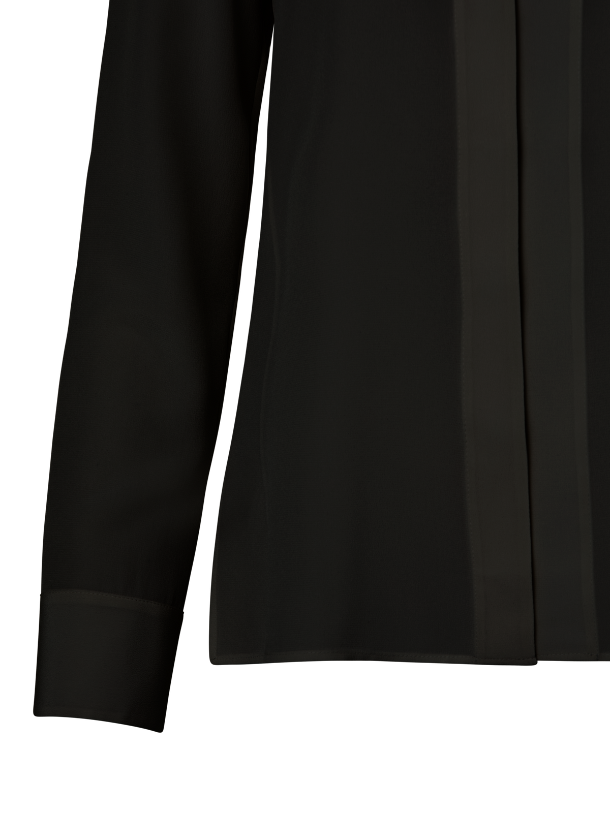 Designer Seidenbluse mit Stehkragen - Schwarz