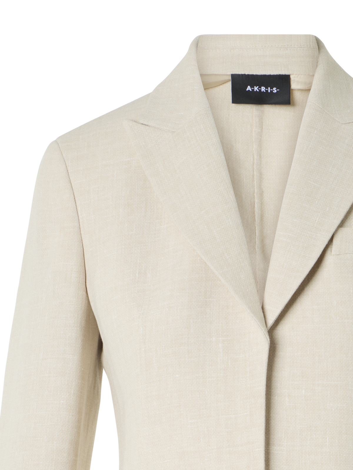 Designer Deneuve kurze taillierte Jacke aus Leinen-Woll-Doubleface - Beige