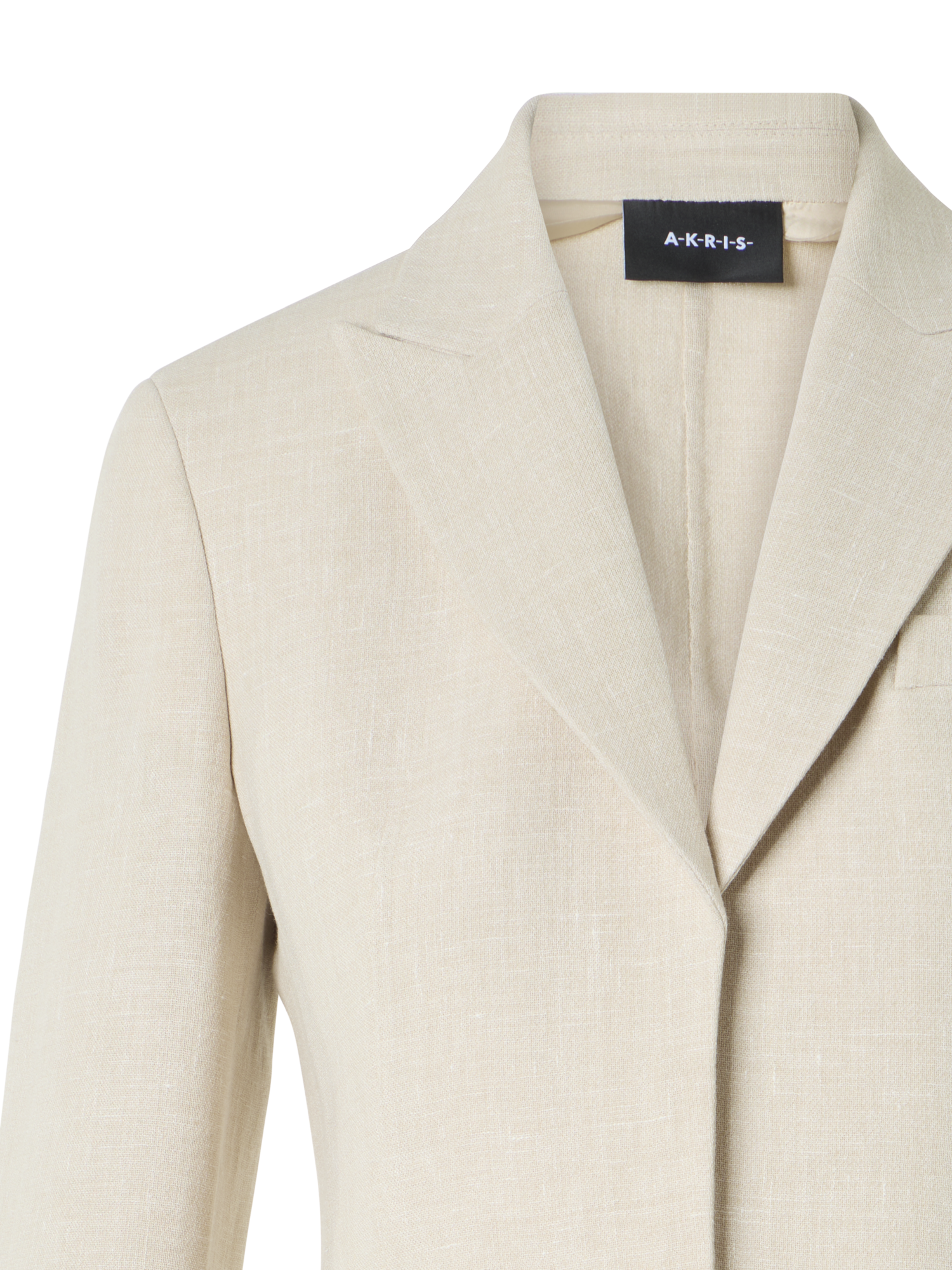 Designer Deneuve kurze taillierte Jacke aus Leinen-Woll-Doubleface - Beige
