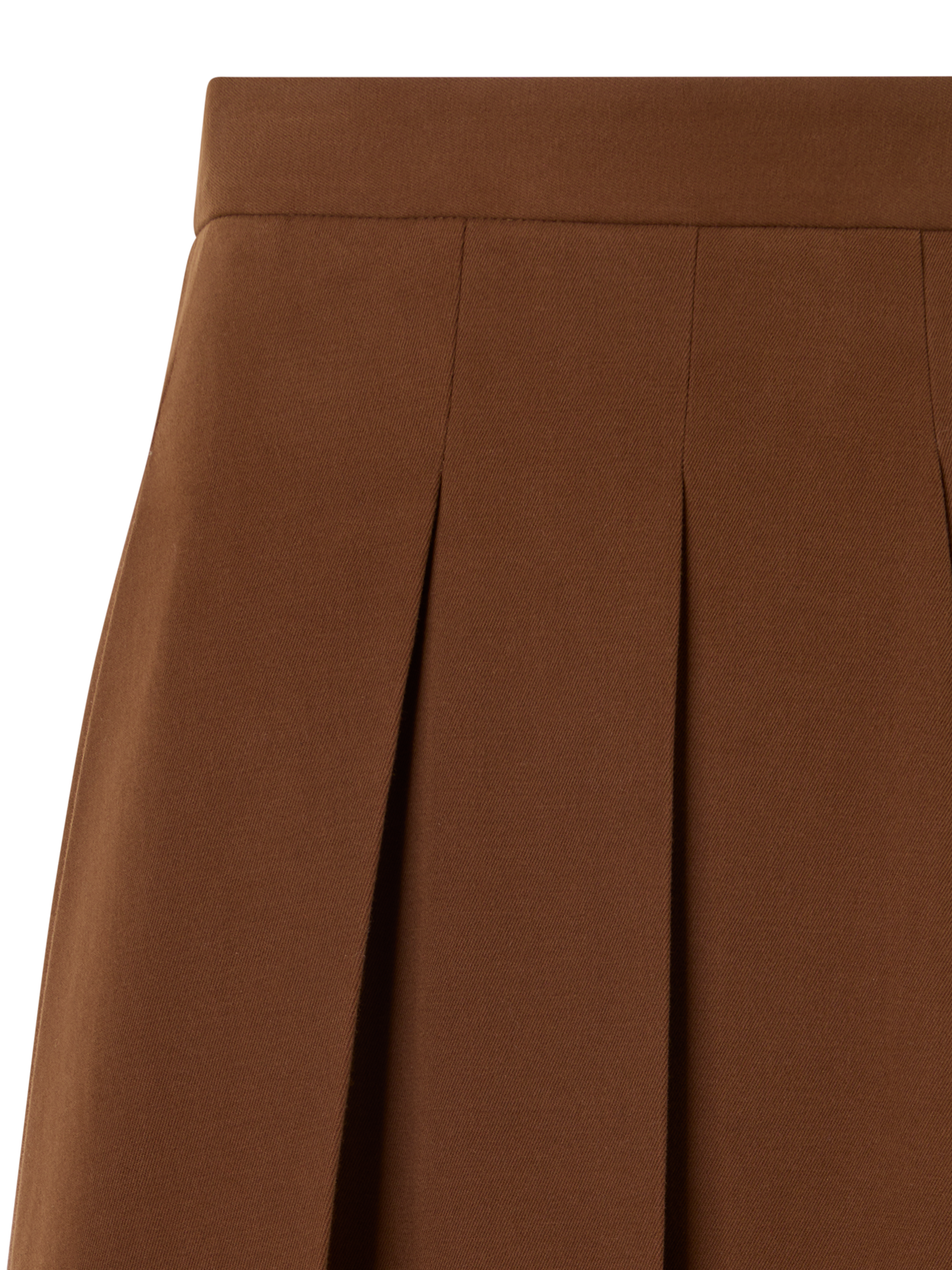 Designer Midirock aus Baumwoll-Woll-Gabardine mit Seitenfalten - Braun