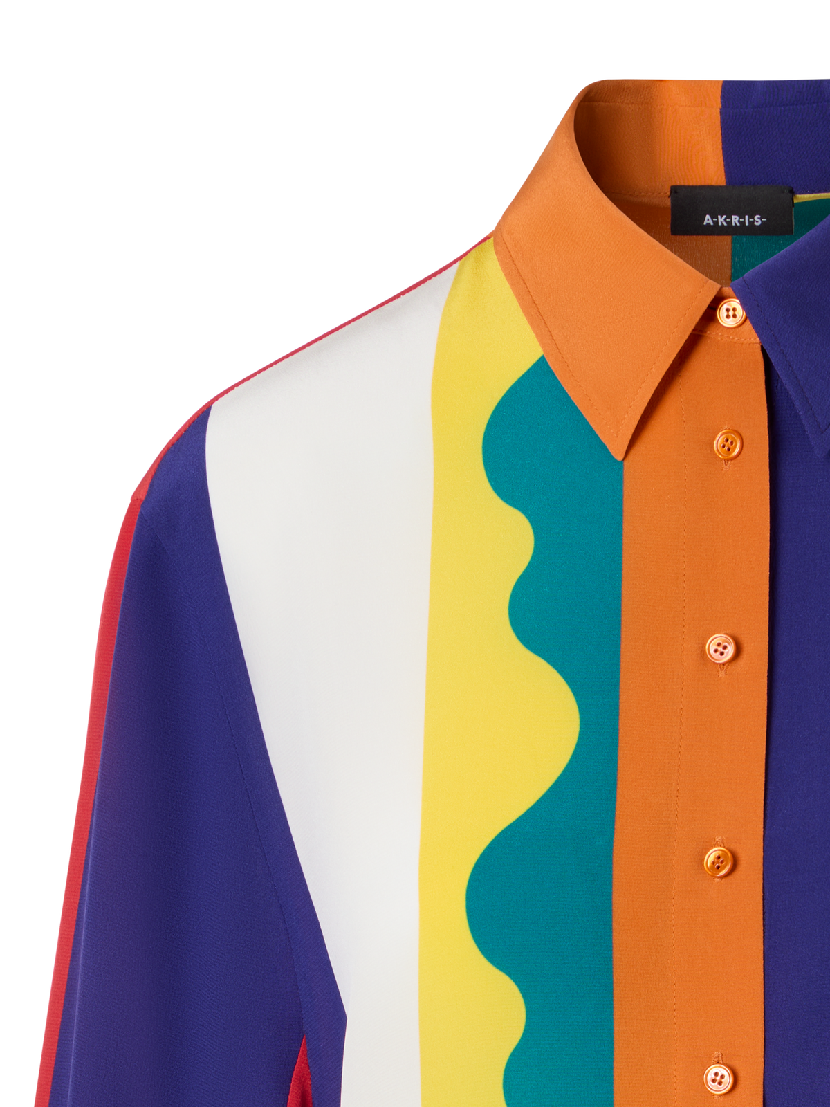 Designer Oversize-Seidenbluse mit Paravent-Druck - Bunt