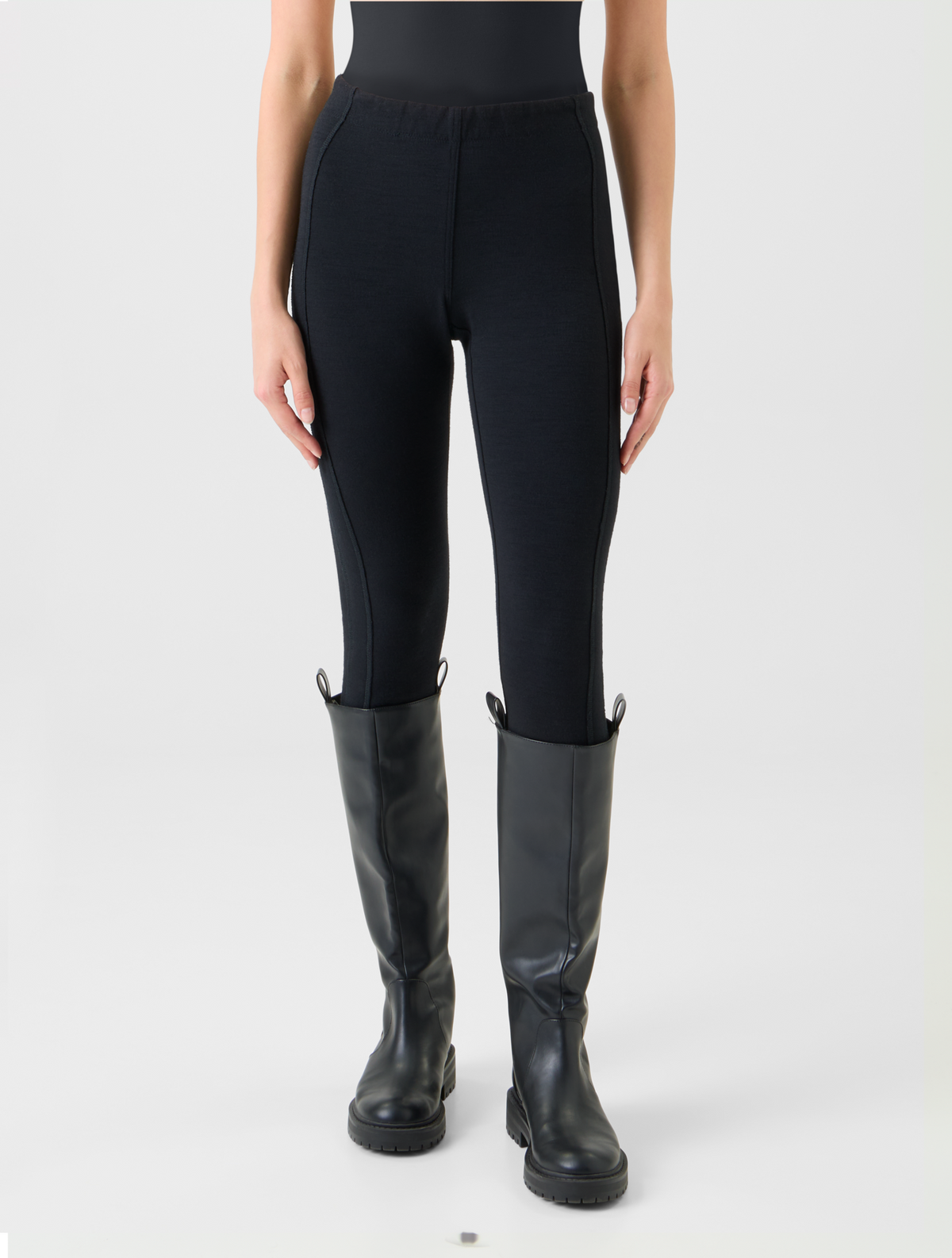 Designer Woll-Baumwoll Scuba Leggings - Schwarz #editorial