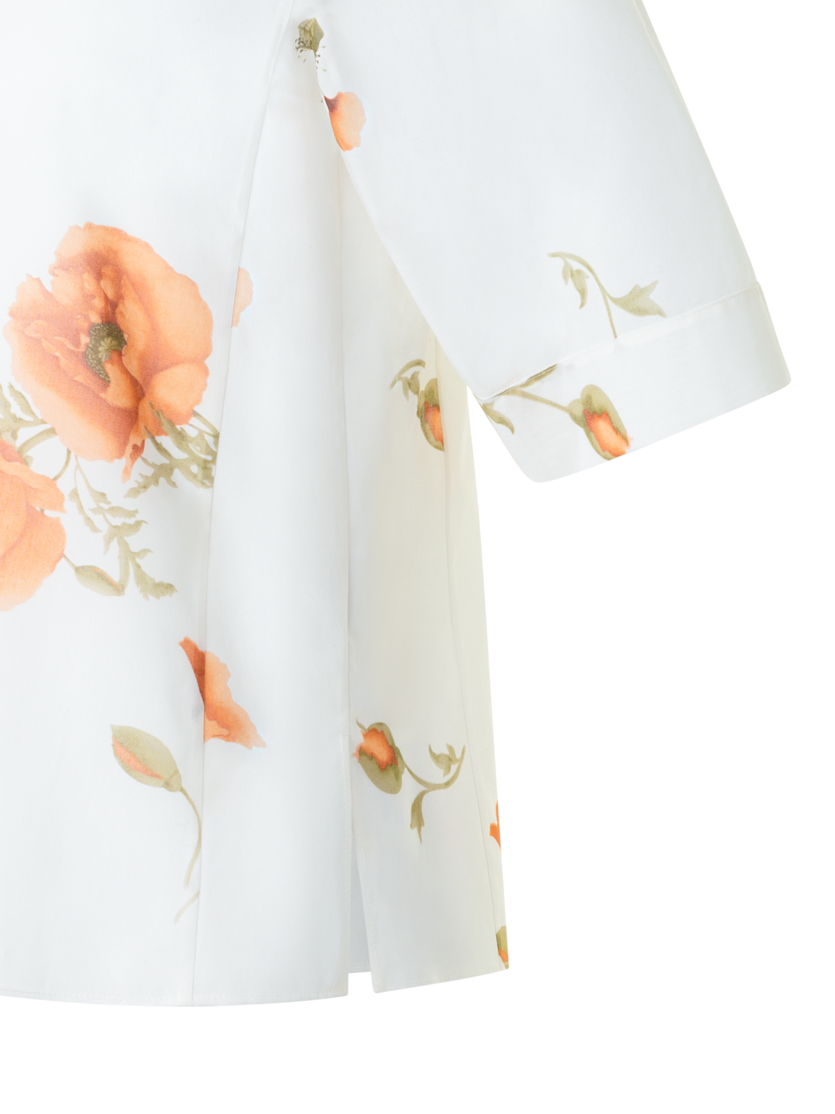Designer Boxy Baumwoll-Bluse mit Anemone Druck - Bunt - Ecru - Weiss