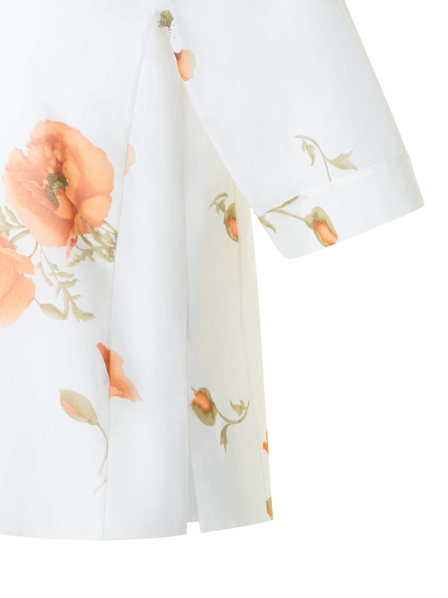 Designer Boxy Baumwoll-Bluse mit Anemone Druck - Bunt - Ecru - Weiss