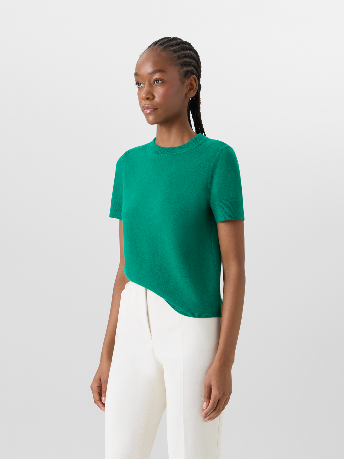 Designer Kurzärmeliger Strickpullover aus Kaschmir - Grün #editorial