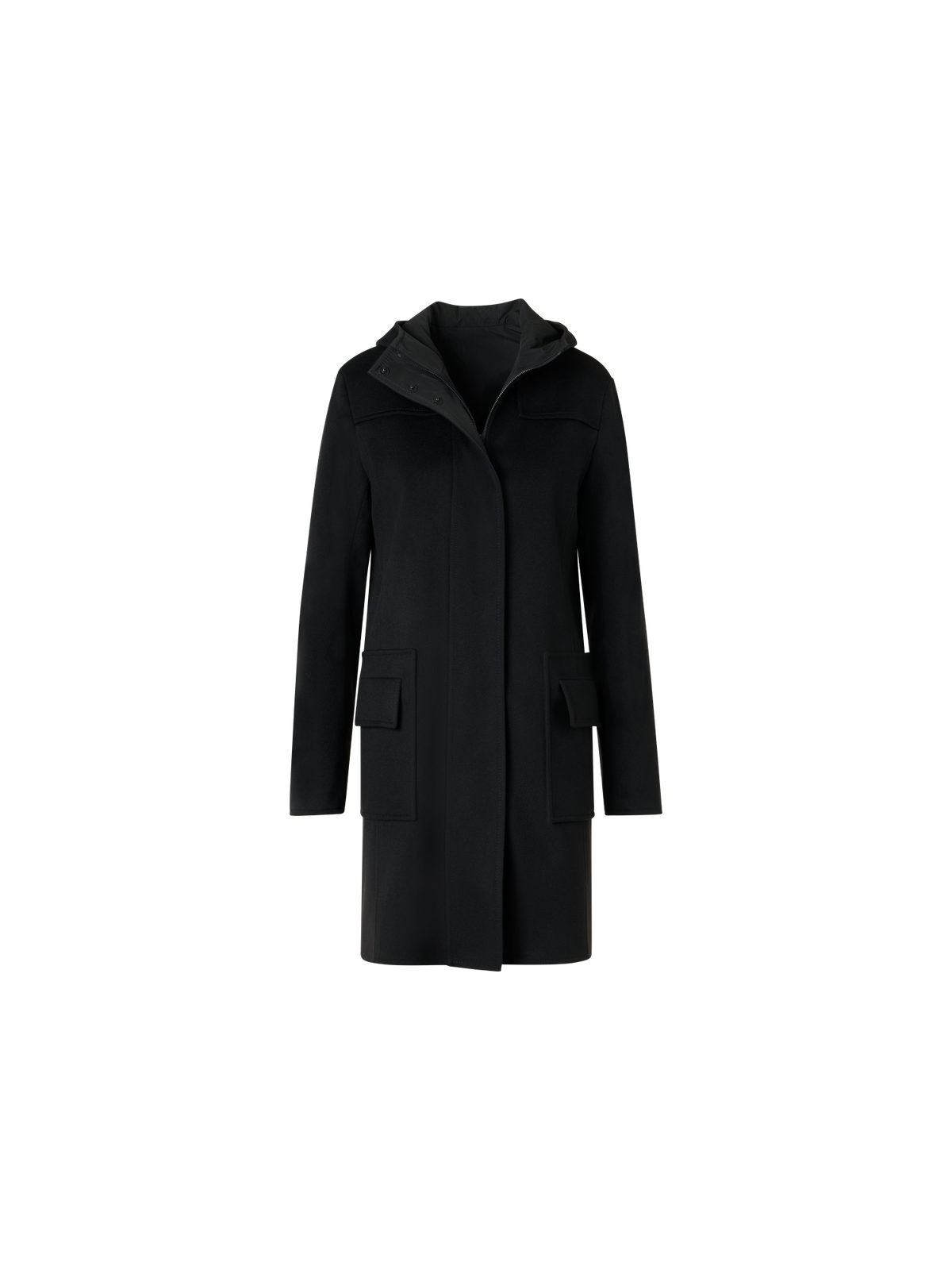 Designer Wendbarer Wolle und Shell Mantel - Schwarz