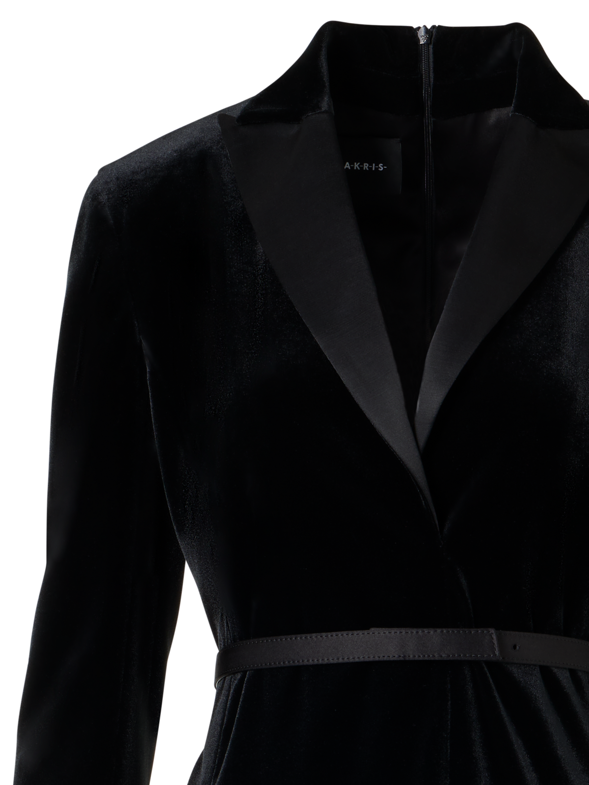 Designer Midikleid aus Samt mit Satin-Revers - Schwarz