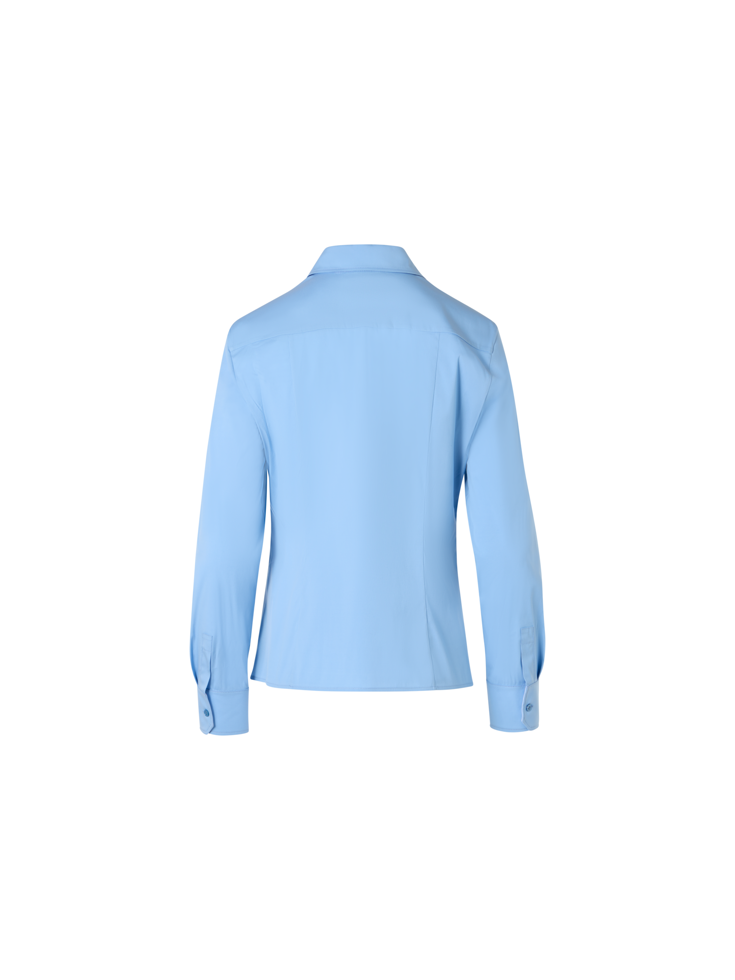 Designer Bluse aus Baumwollpopeline mit Kontrastbündchen - Blau