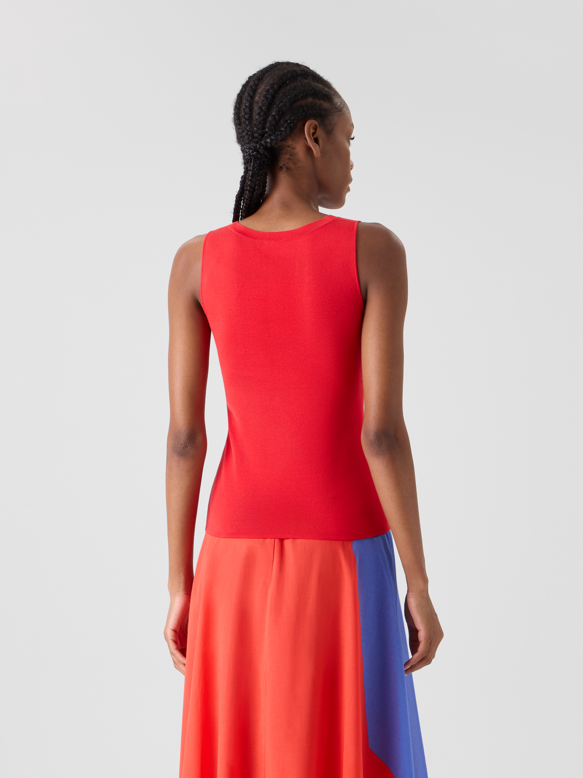 Designer Tailliertes Strick-Top aus Stretch-Seide - Rot #editorial