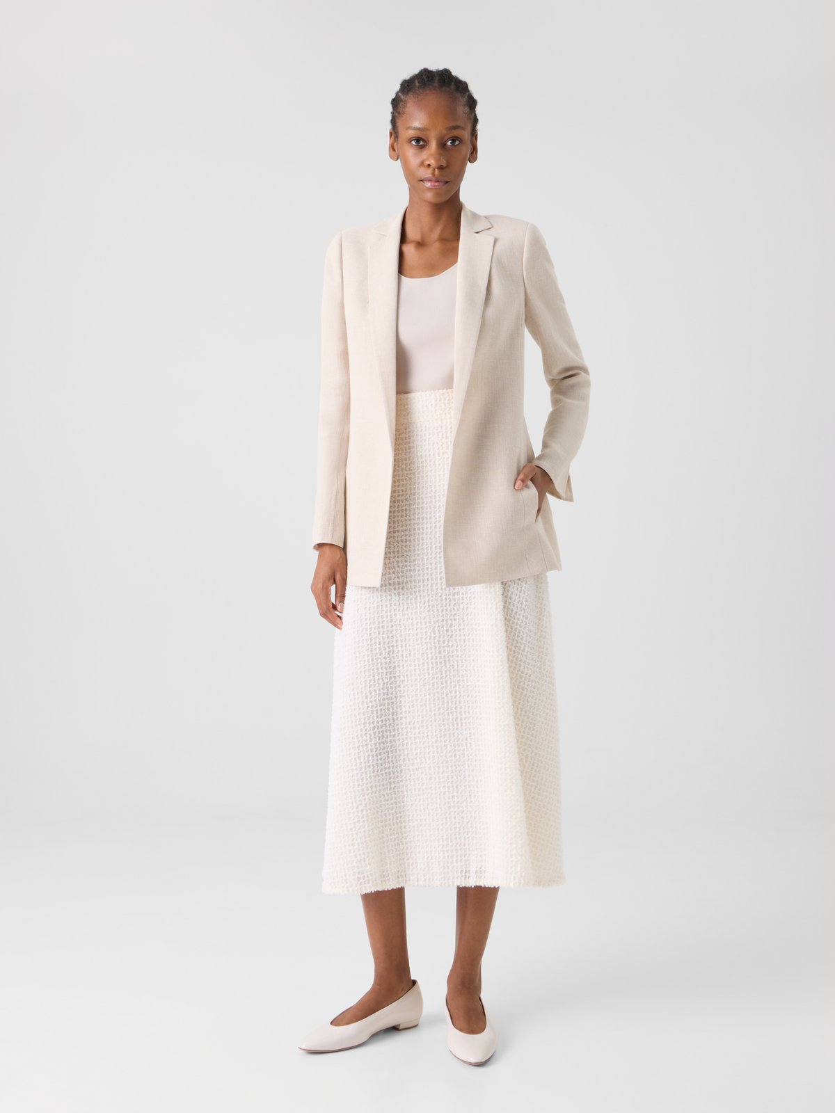 Designer Pekka lange Jacke aus Leinen-Woll-Doubleface - Beige #editorial