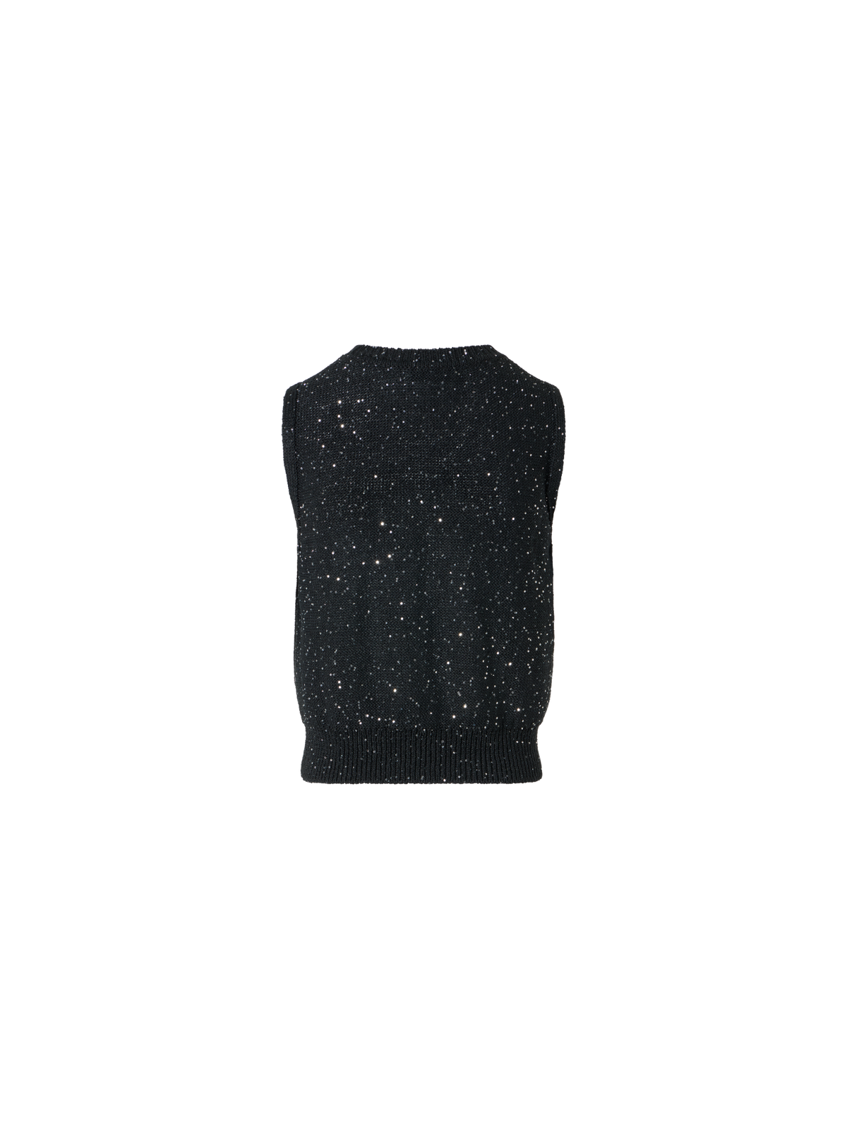 Designer Leinen-Baumwoll-Stricktop mit Pailletten - Schwarz