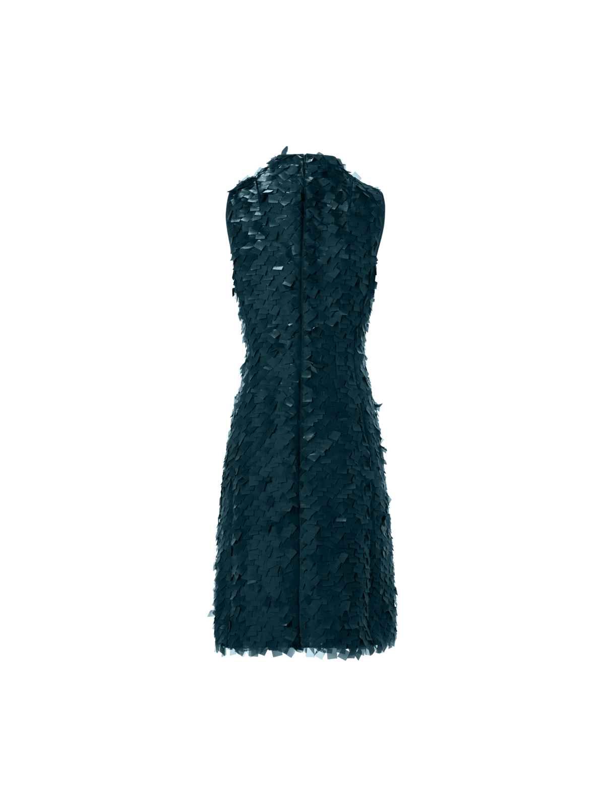 Designer Ärmelloses Etuikleid in Layered Organza Tiles - Grün