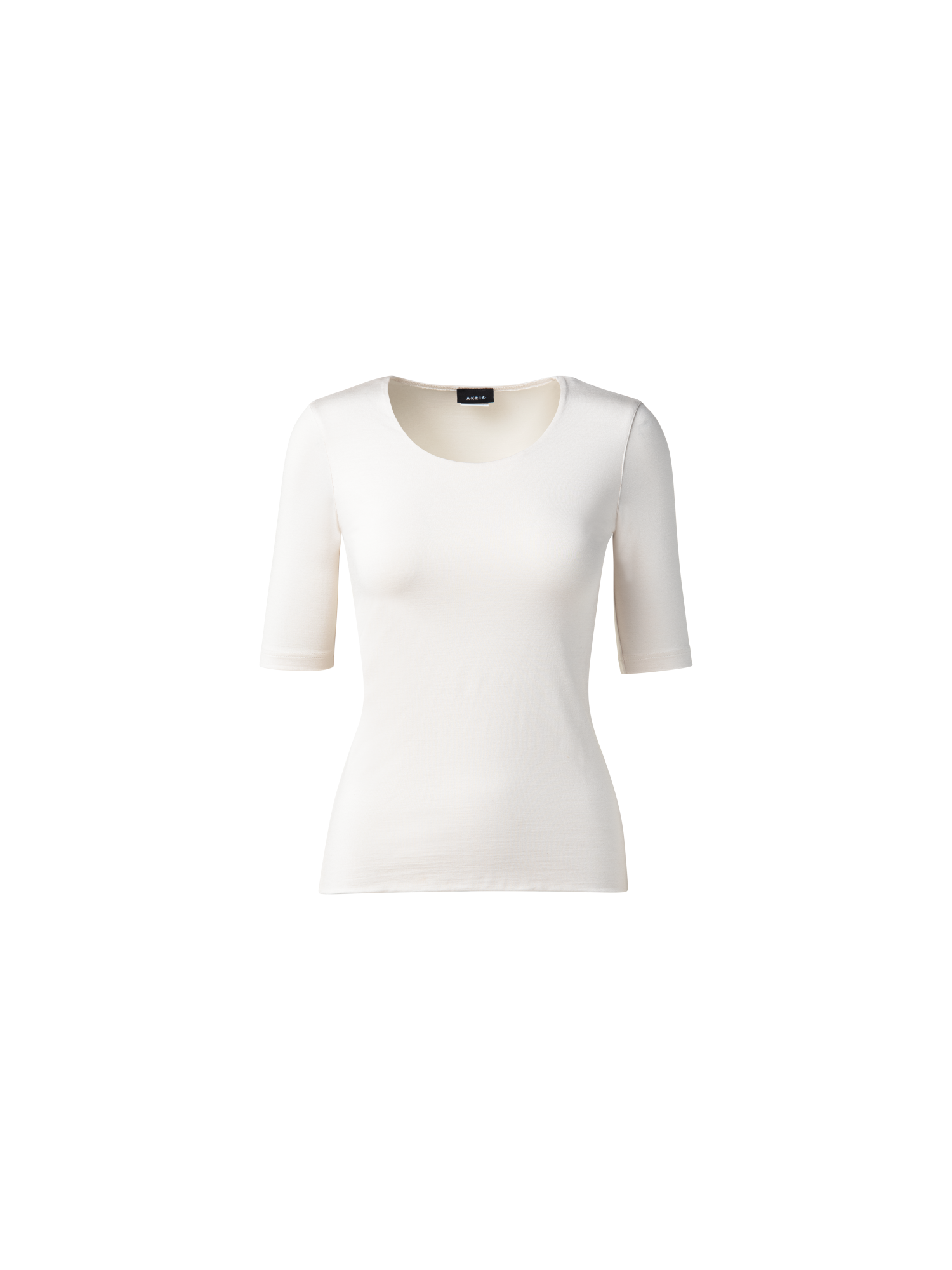 Designer Shirt mit 3/4 Arm aus Seiden-Jersey - Ecru - Weiss