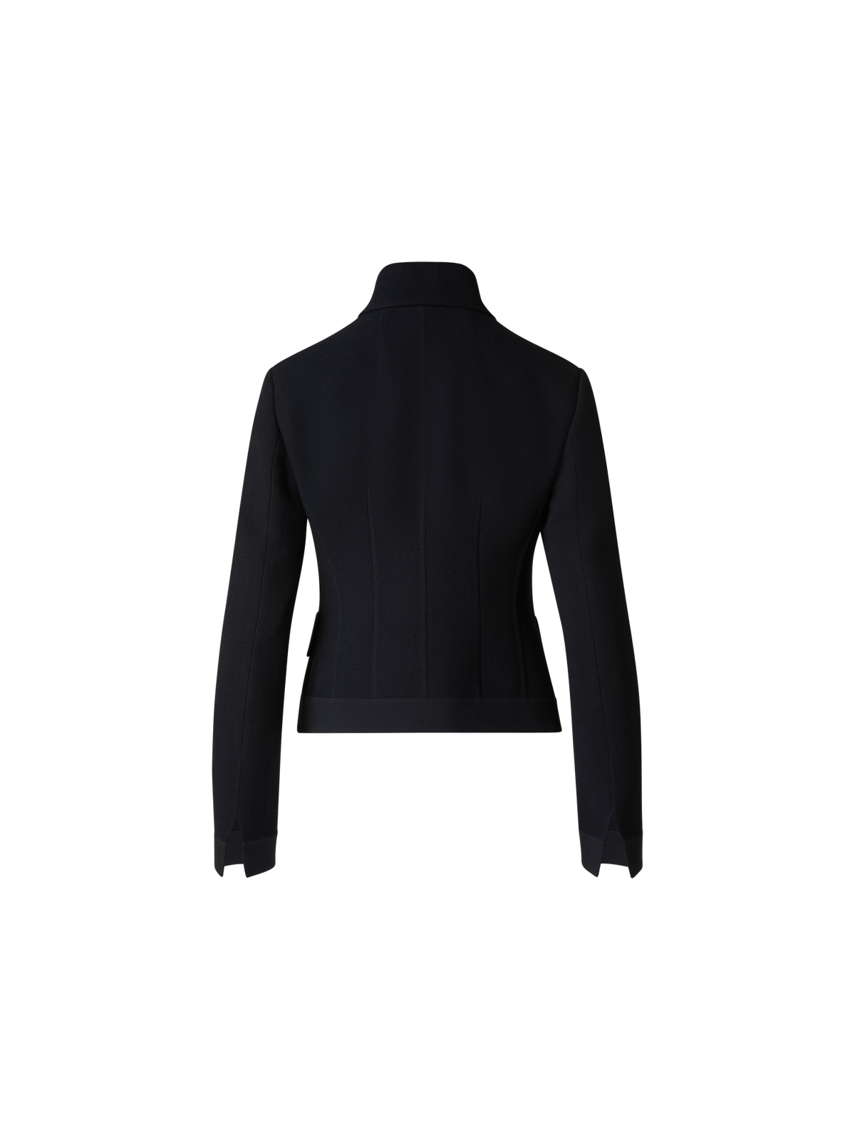 Designer Taillierte Jacke aus Wollkrepp-Doubleface - Schwarz