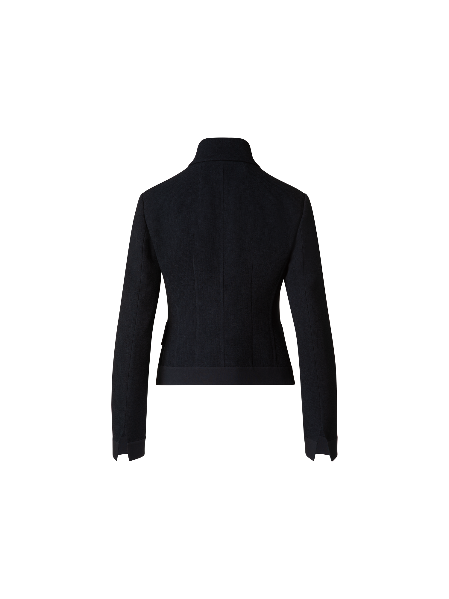 Designer Taillierte Jacke aus Wollkrepp-Doubleface - Schwarz