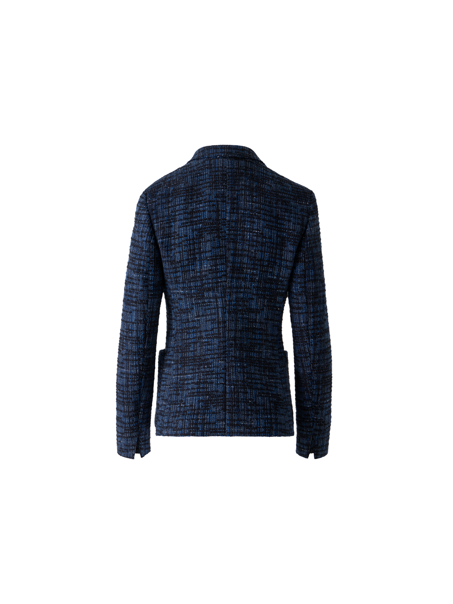 Designer Gestreifter Tweed-Blazer aus roher Baumwolle - Blau