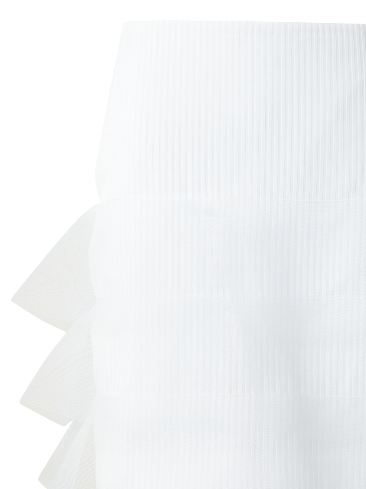 Designer Kurzer Bleistiftrock mit Tüll-Wellen - Weiss