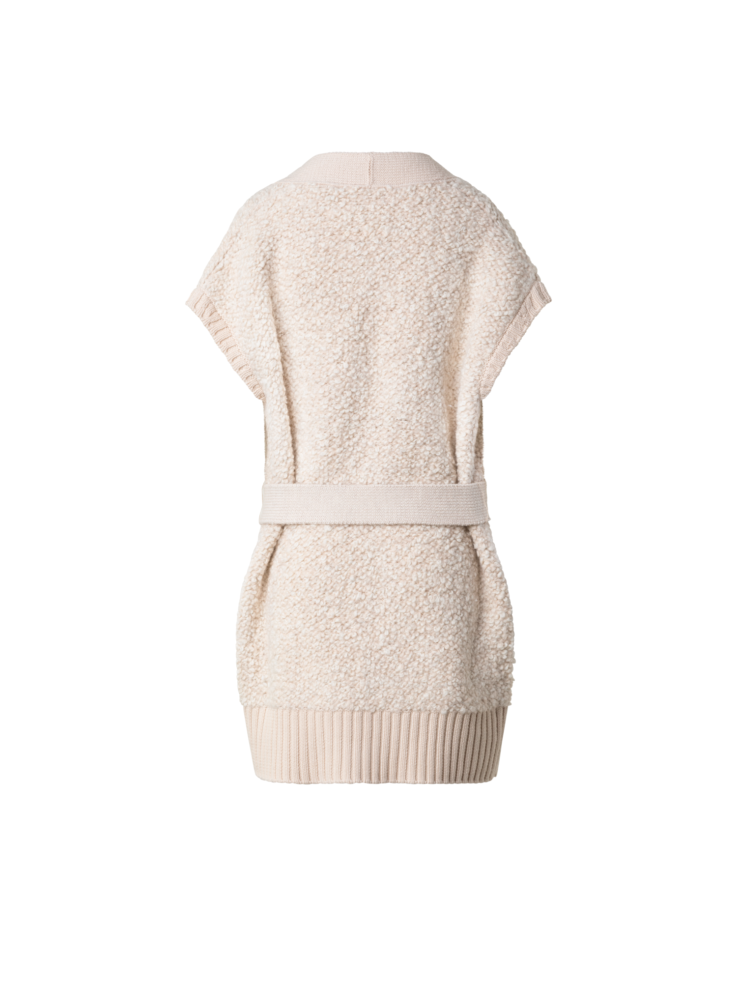 Designer Lange Strickjacke aus weichem Woll-Alpaka-Bouclé - Ecru - Weiss