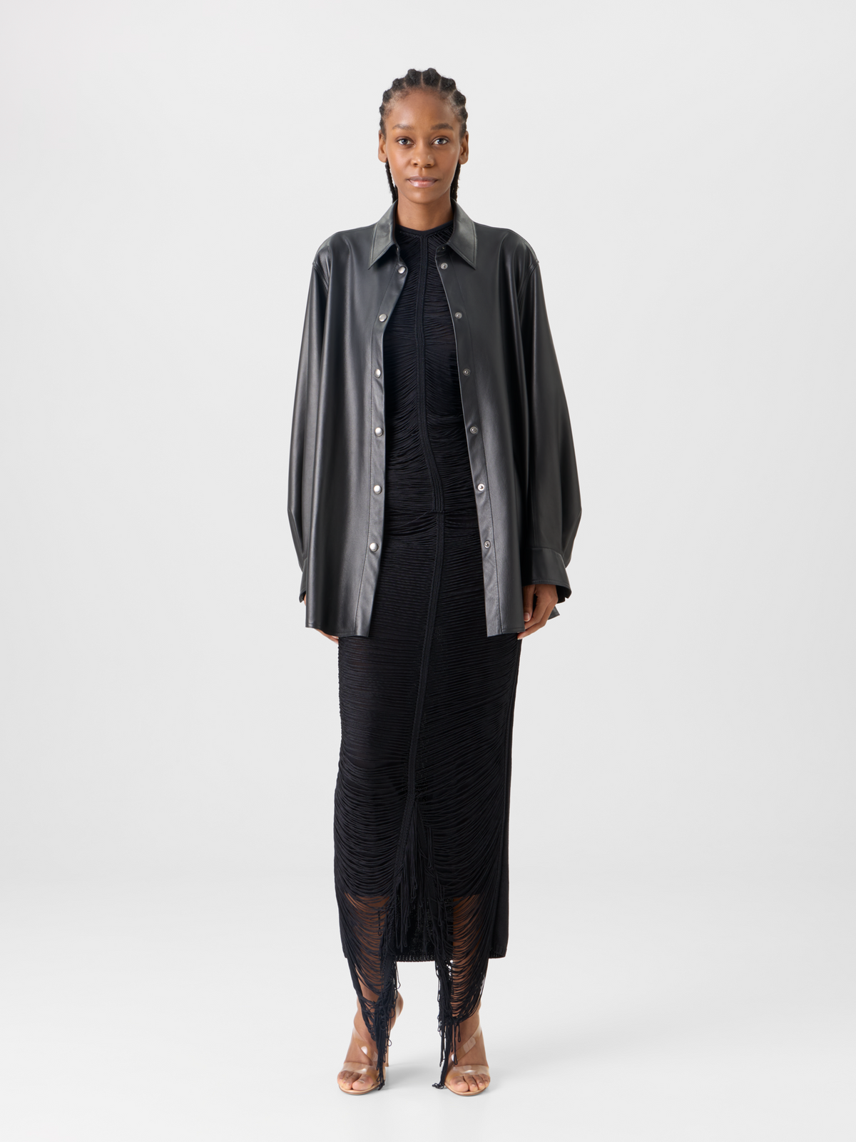 Designer Oversize-Hemd aus Nappaleder - Schwarz #editorial