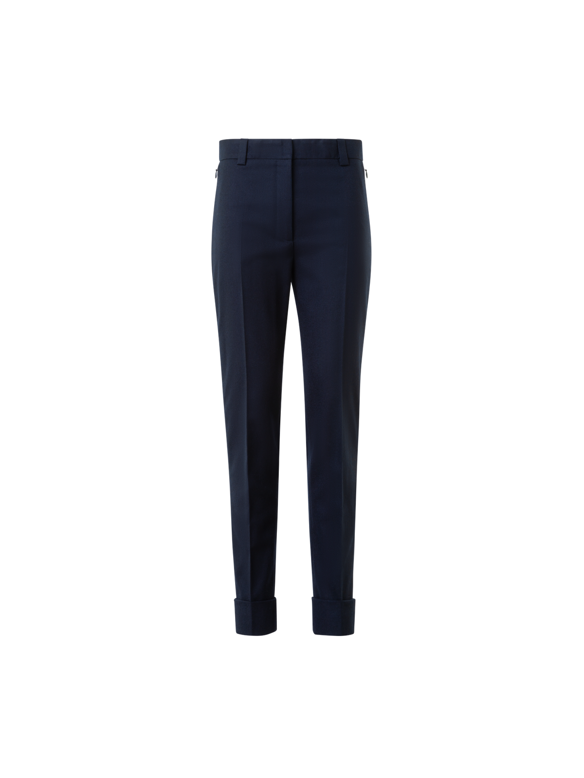 Designer Cropped Tapered Stretch-Wollflanellhose - Dunkelblau - Blau
