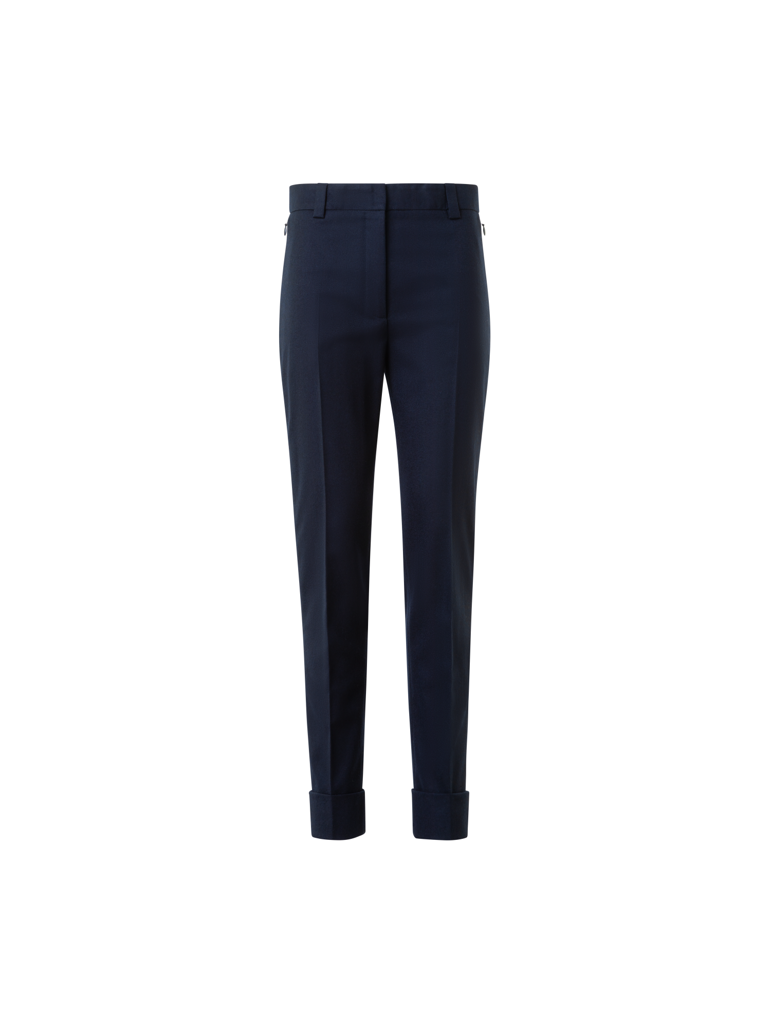 Designer Cropped Tapered Stretch-Wollflanellhose - Dunkelblau - Blau