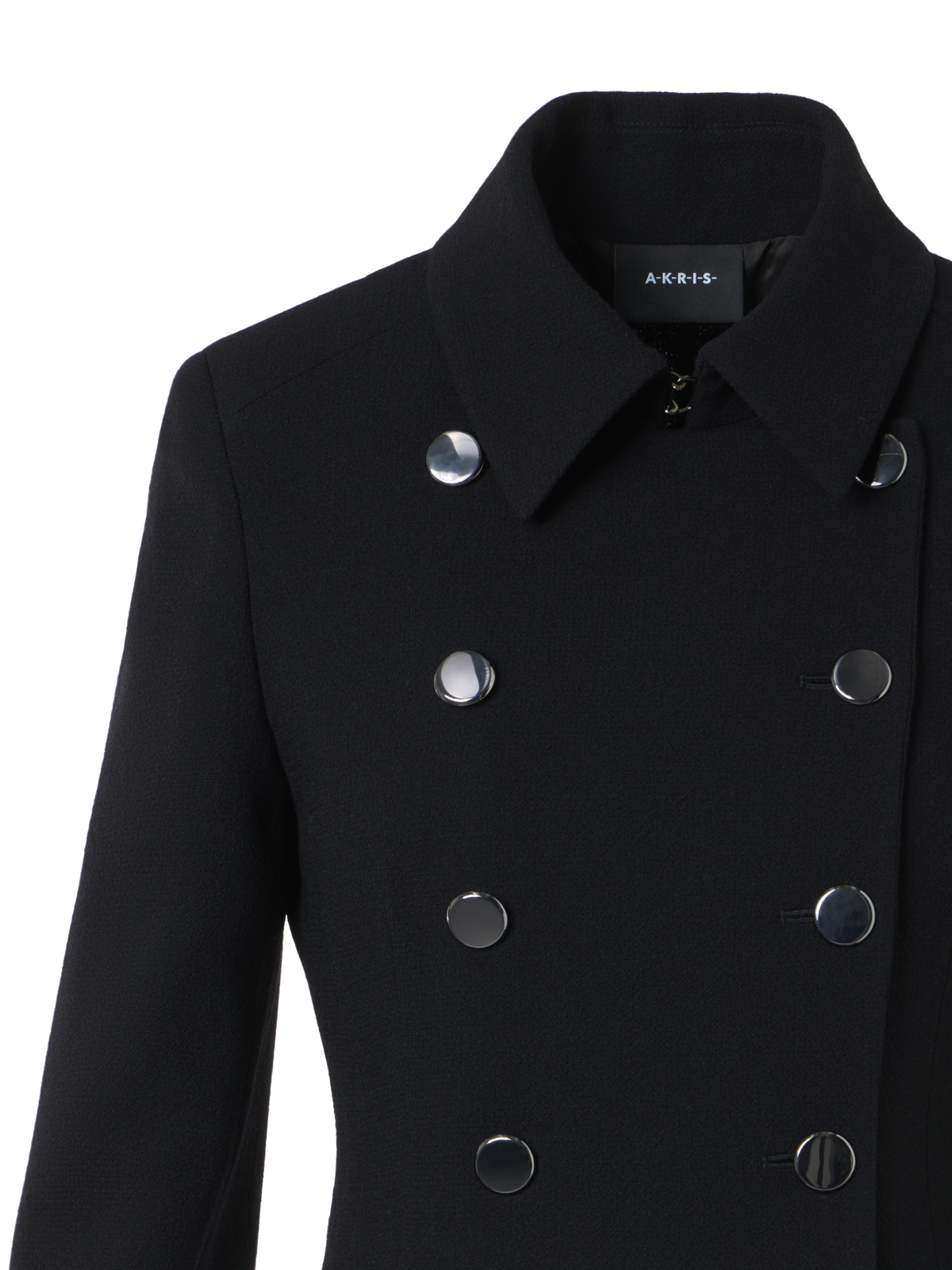 Designer Kurze Jacke aus Woll-Crêpe Doubleface - Schwarz