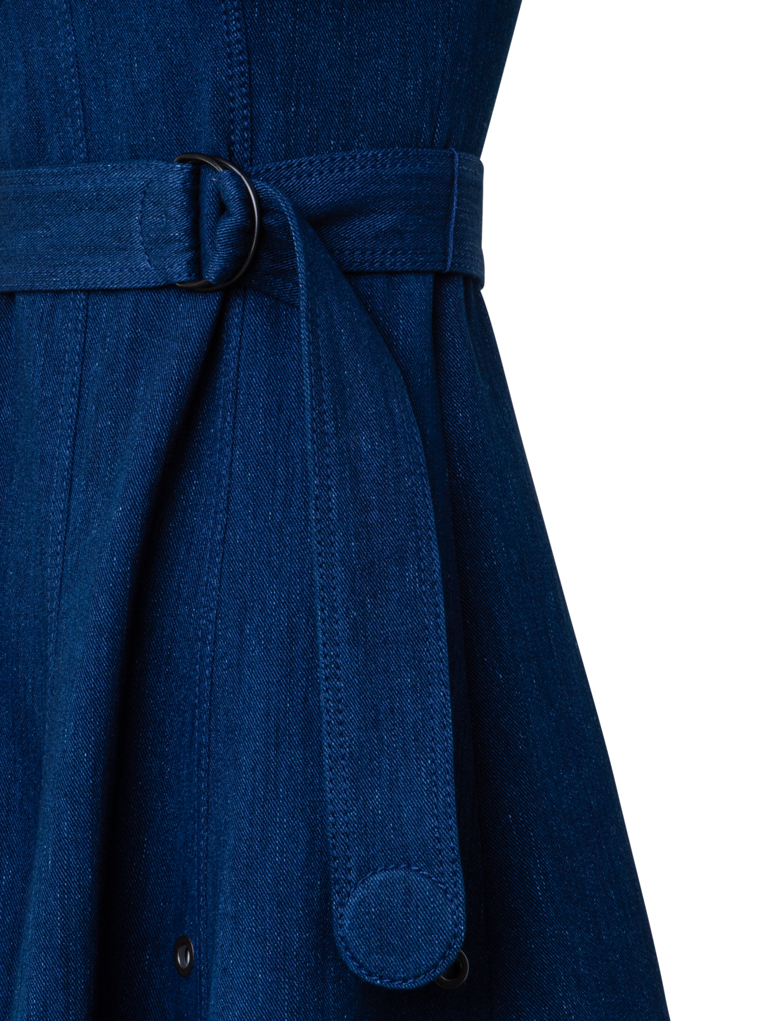 Designer Jeanskleid in A-Linie mit Ösendetails - Dunkelblau - Blau