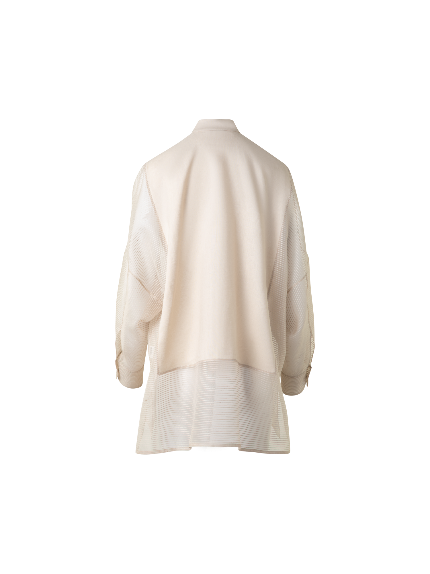 Designer Leinen Tunikabluse mit gestreiftem Organza - Grau - Beige