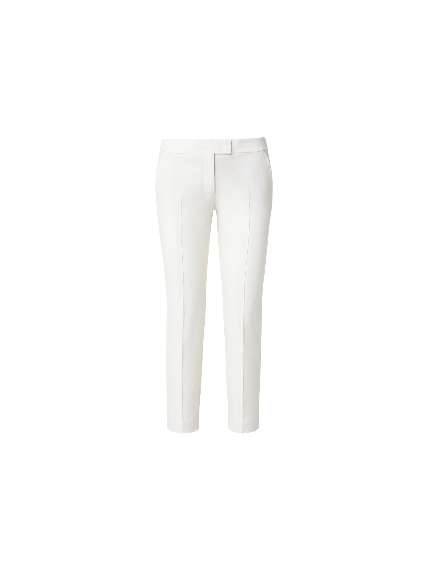Designer Cropped Slim Hose aus Baumwoll-Stretch - Ecru - Weiss