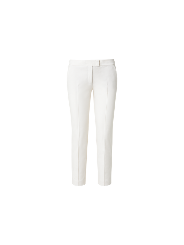 Designer Cropped Slim Hose aus Baumwoll-Stretch - Ecru - Weiss