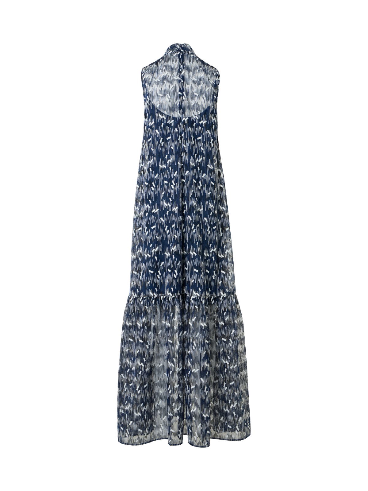 Designer Midikleid in A-Linie mit Scribble-Dot-Stickerei - Blau