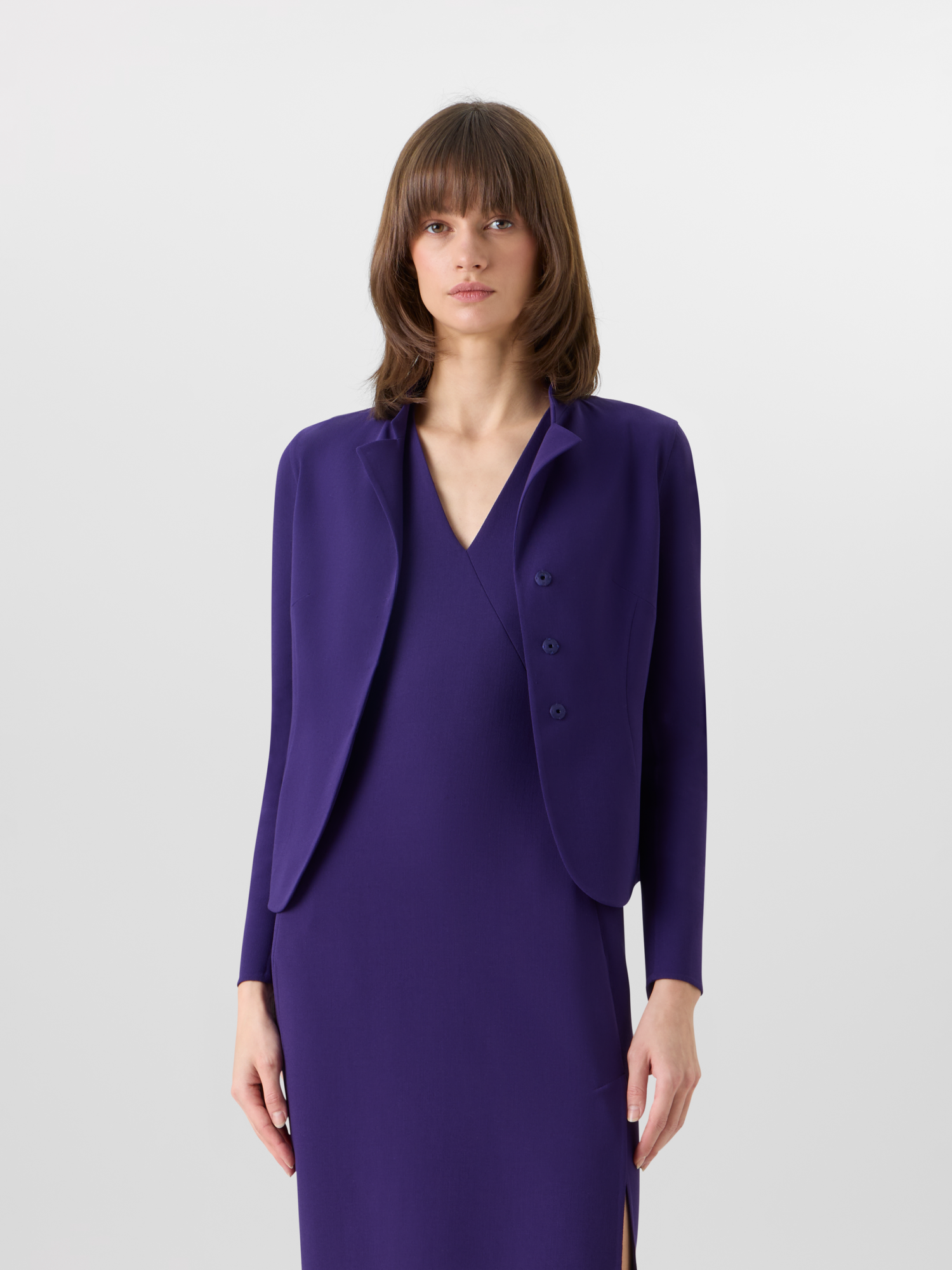 Designer Hamer Kurzjacke aus Bi-Stretch-Woll-Doubleface - Violett 