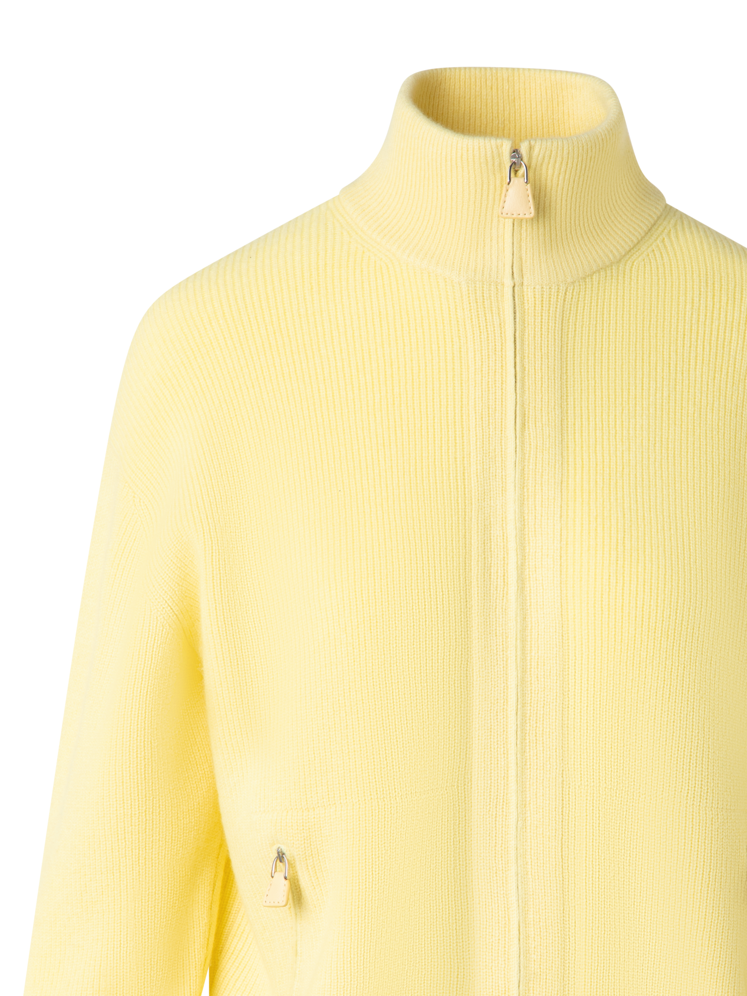 Designer Gerippte Kaschmir-Strickjacke - Gelb