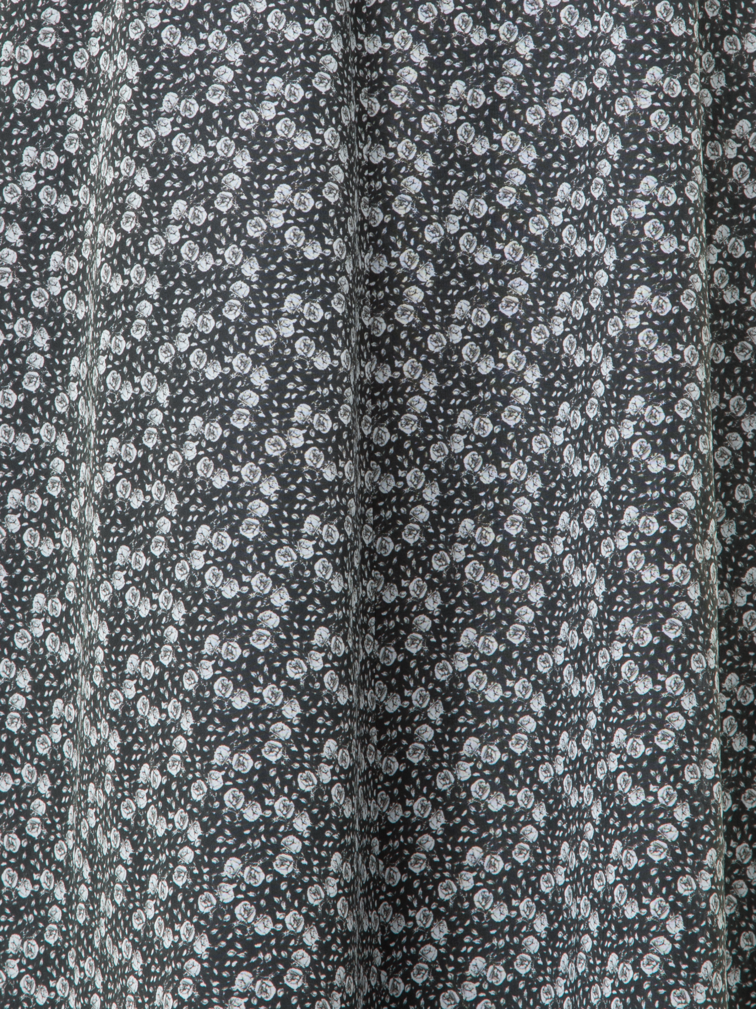 Designer Baumwoll-Midirock mit Mini Anemone Druck - Schwarz - Grau - Bunt