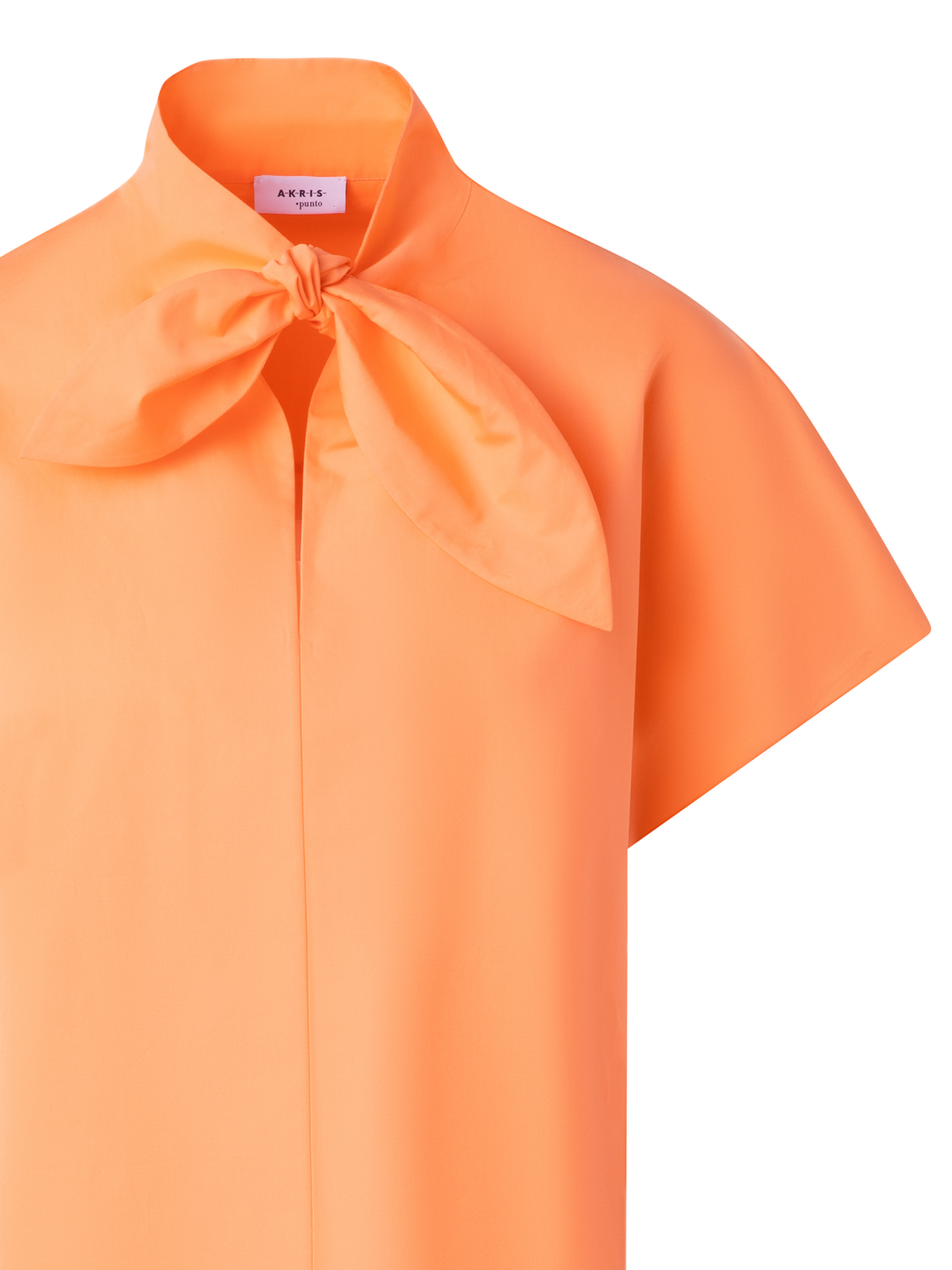 Designer Baumwollbluse mit Kragenknoten - Orange