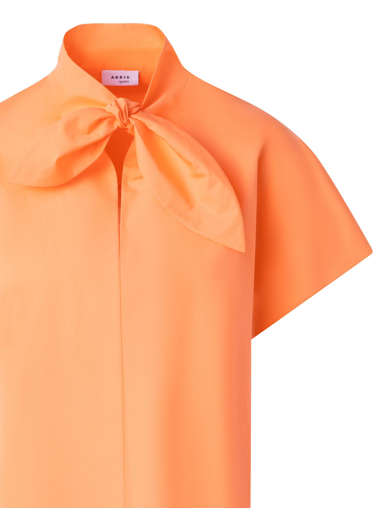 Designer Baumwollbluse mit Kragenknoten - Orange