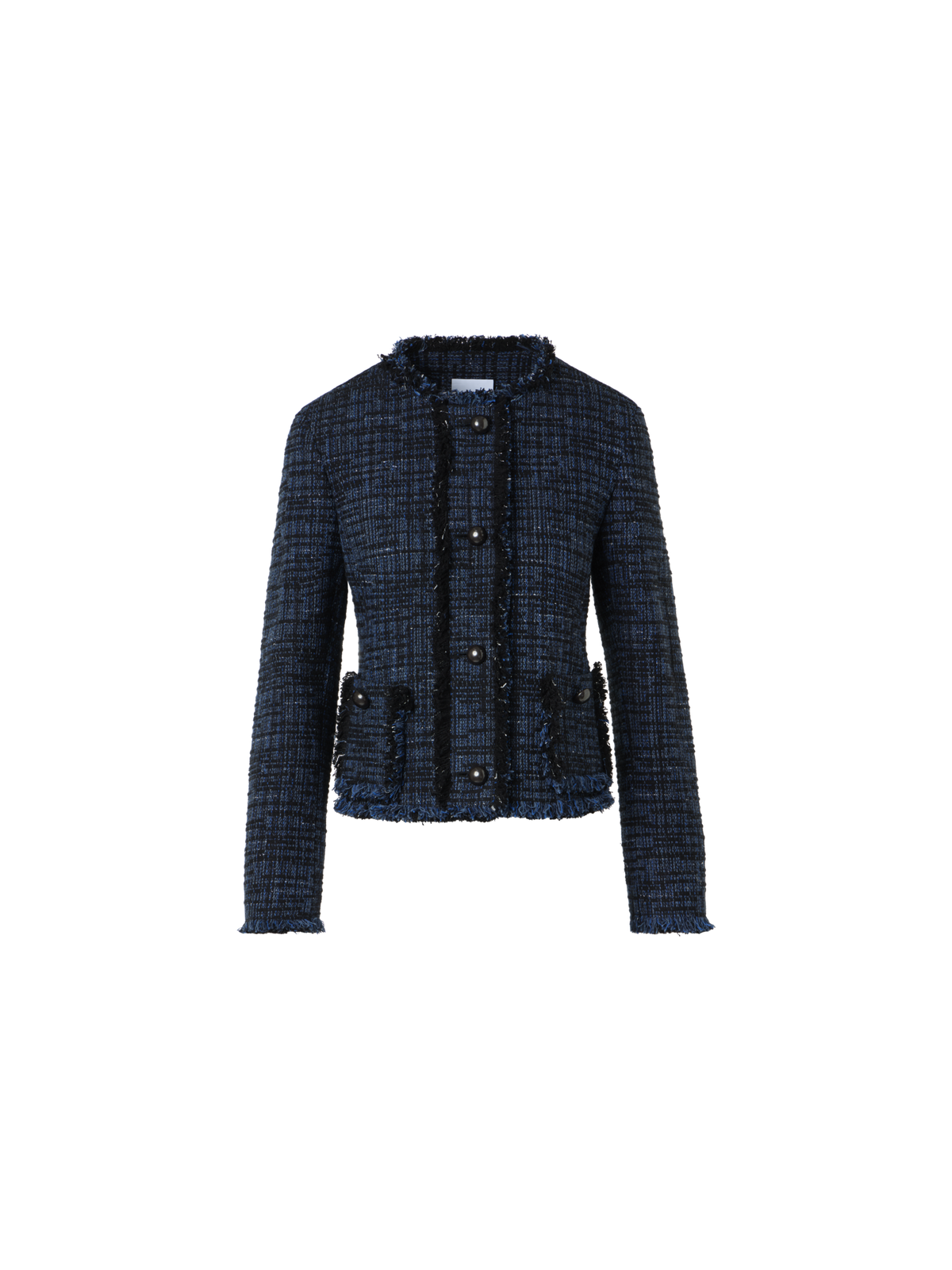Designer Short Jacket in Wool Tweed - Dunkelblau