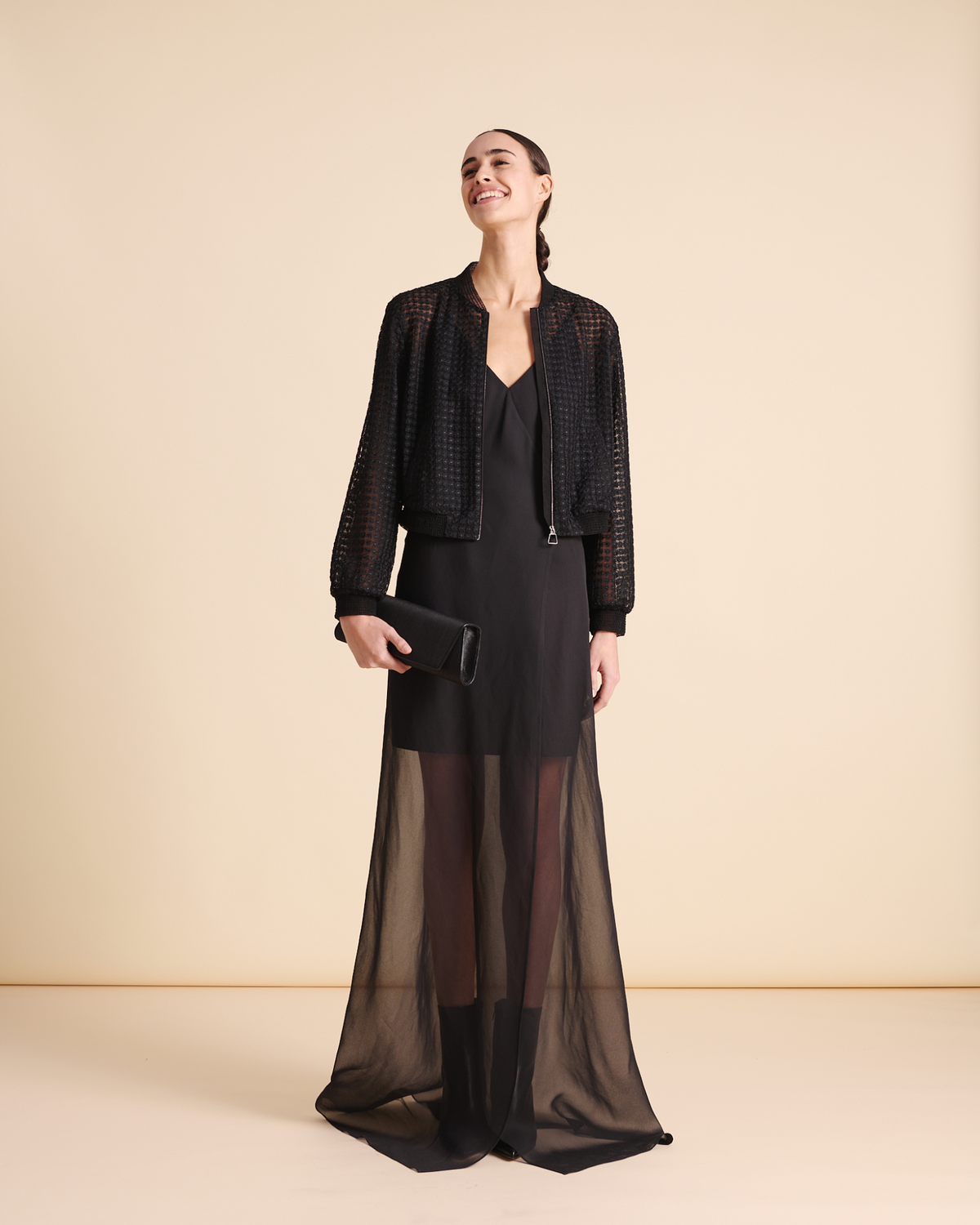 Designer Bomberjacke mit Blumen-Stickerei - Schwarz #editorial