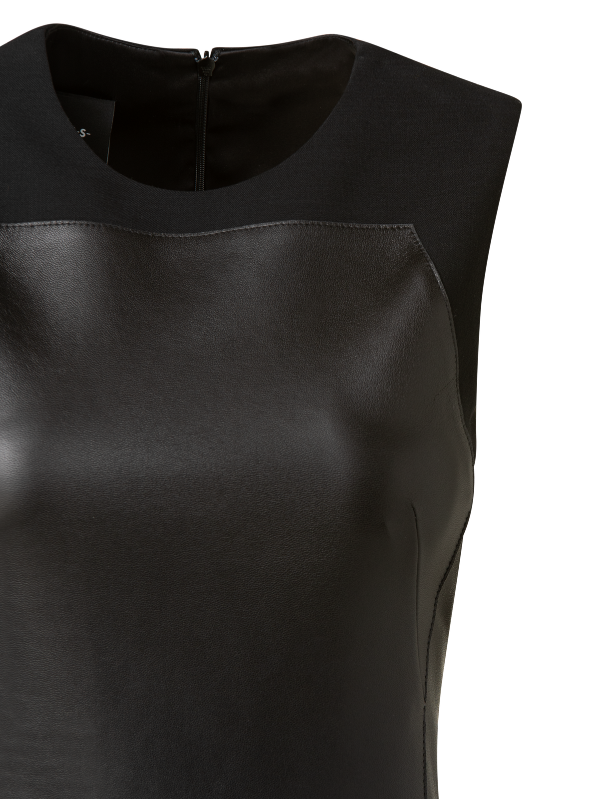 Designer Overall aus Woll-Doubleface mit Leder-Mieder - Schwarz