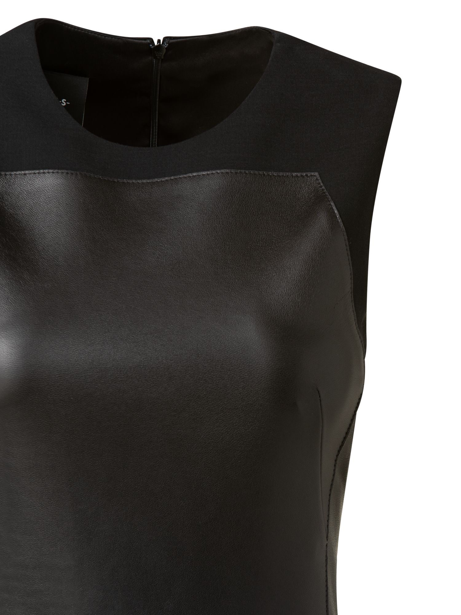Designer Overall aus Woll-Doubleface mit Leder-Mieder - Schwarz