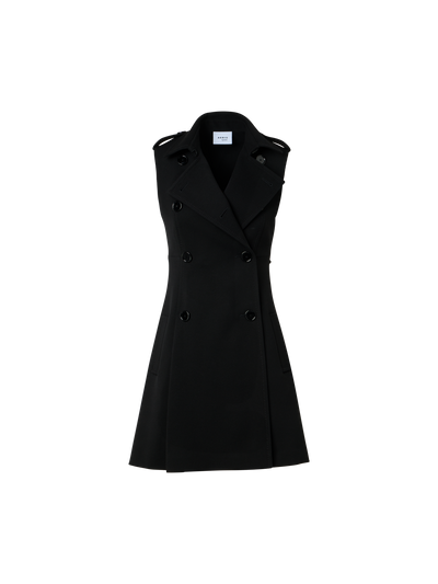 Designer Modernes Trenchkleid aus Woll-Trikot - Schwarz