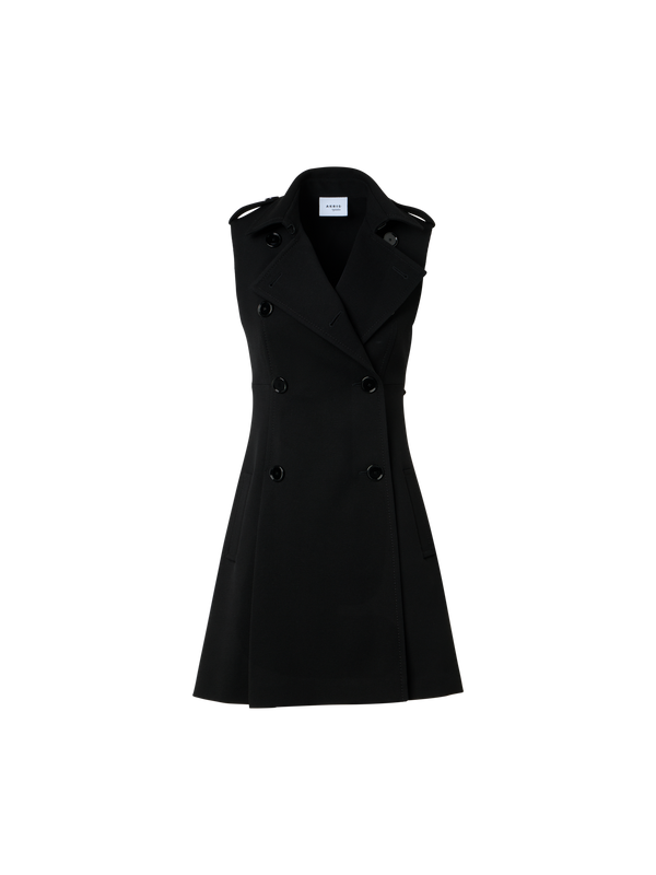 Designer Modernes Trenchkleid aus Woll-Trikot - Schwarz