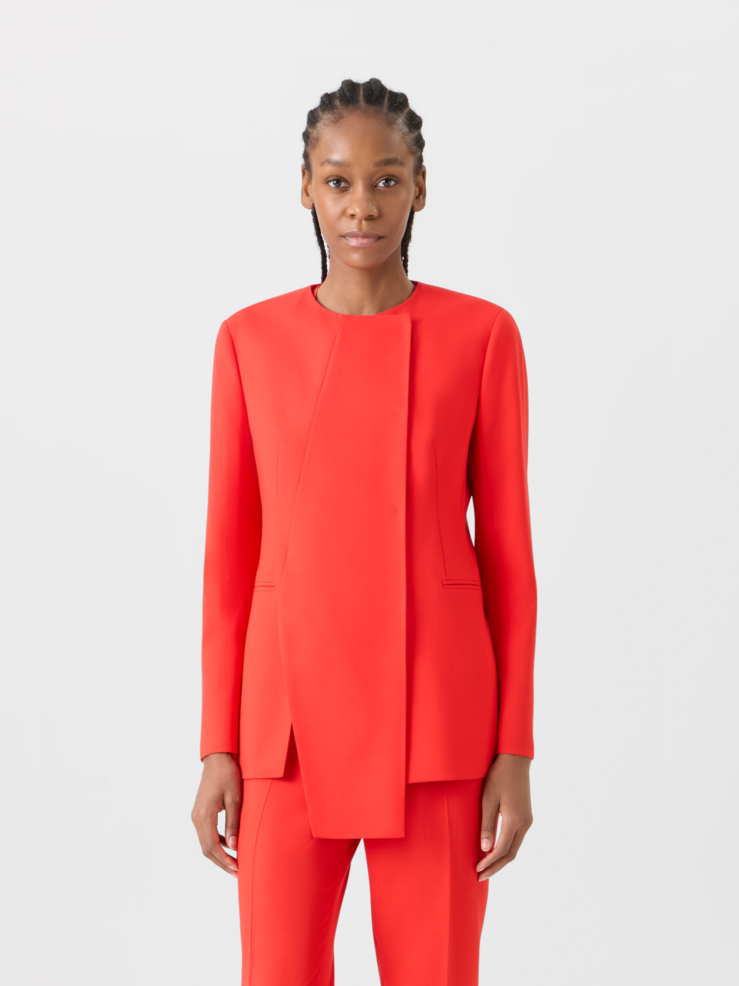 Designer Hemil taillierte Jacke mit Polygon-Patchwork - Rot 