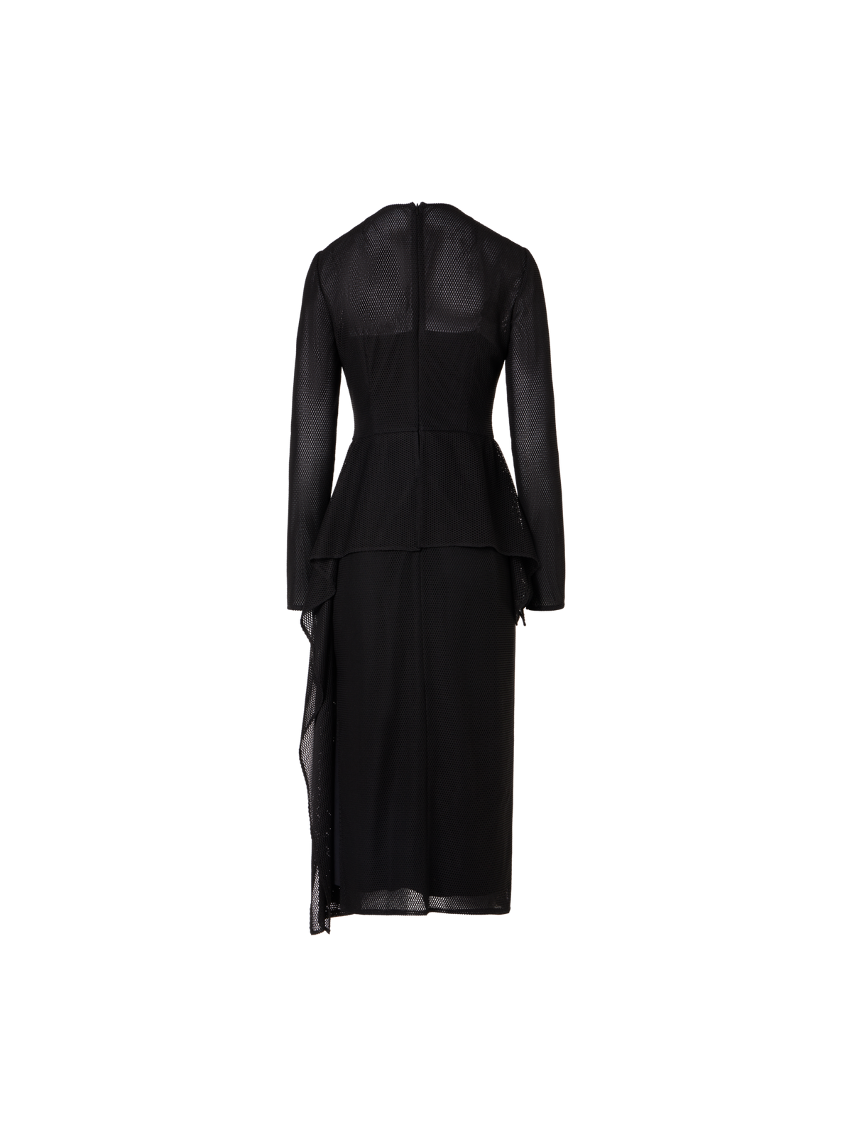 Designer Midikleid aus Techno Grid mit Taillendrapierung - Schwarz