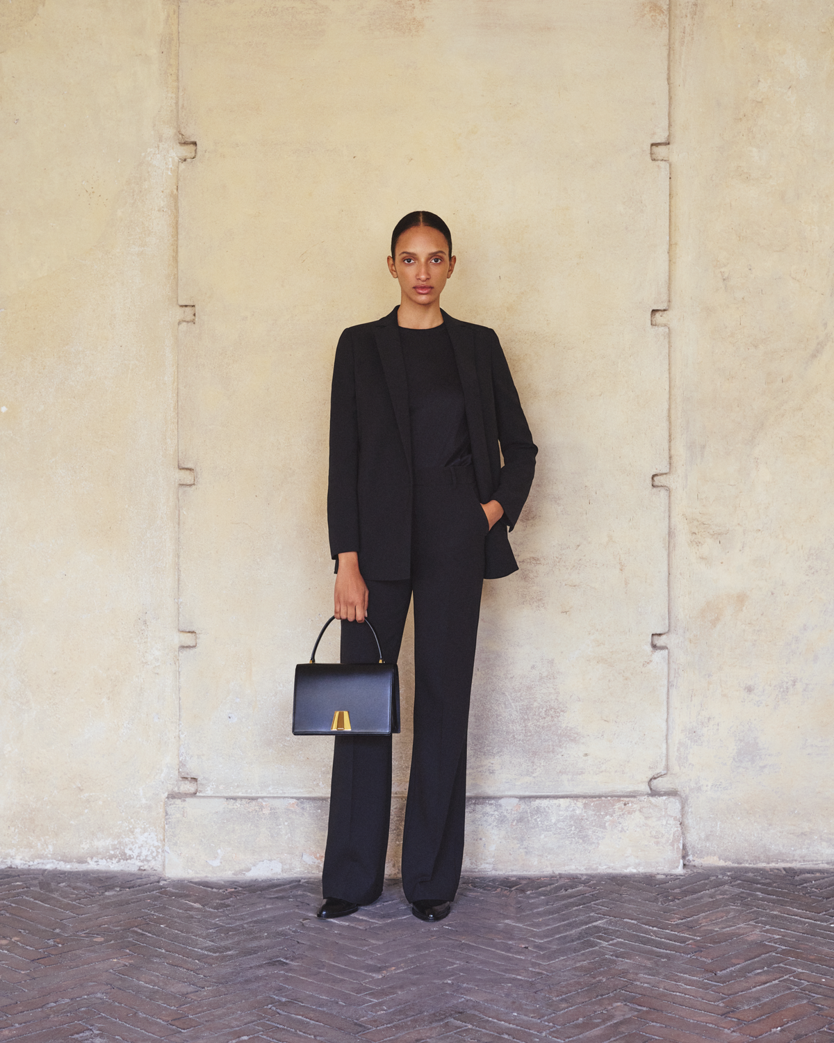 Designer Blazer aus Woll-Doubleface mit langem Revers - Schwarz #editorial