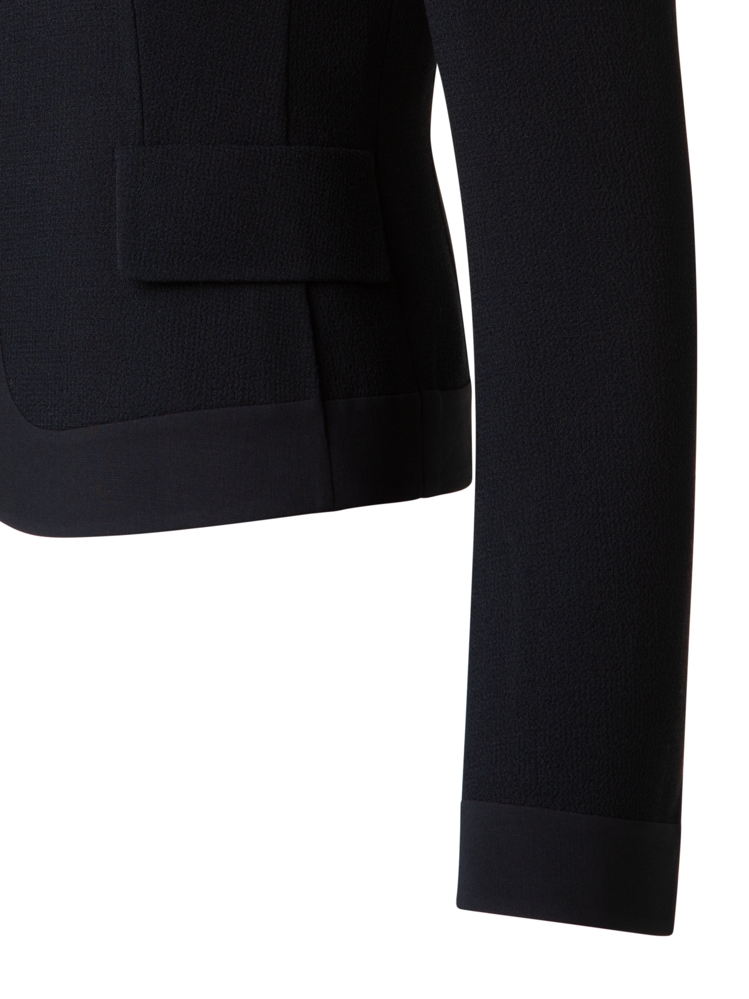 Designer Taillierte Jacke aus Wollkrepp-Doubleface - Schwarz