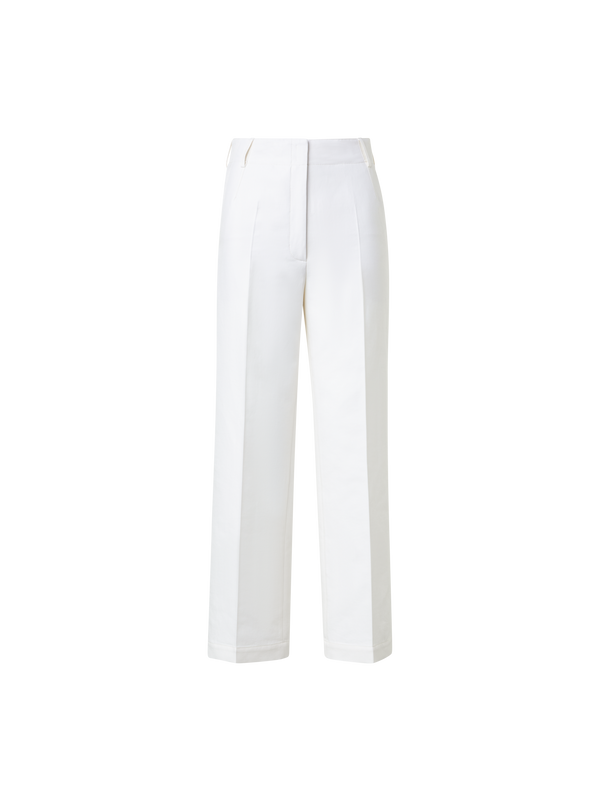 Designer Cropped Weite Hose aus Baumwoll-Twill - Ecru