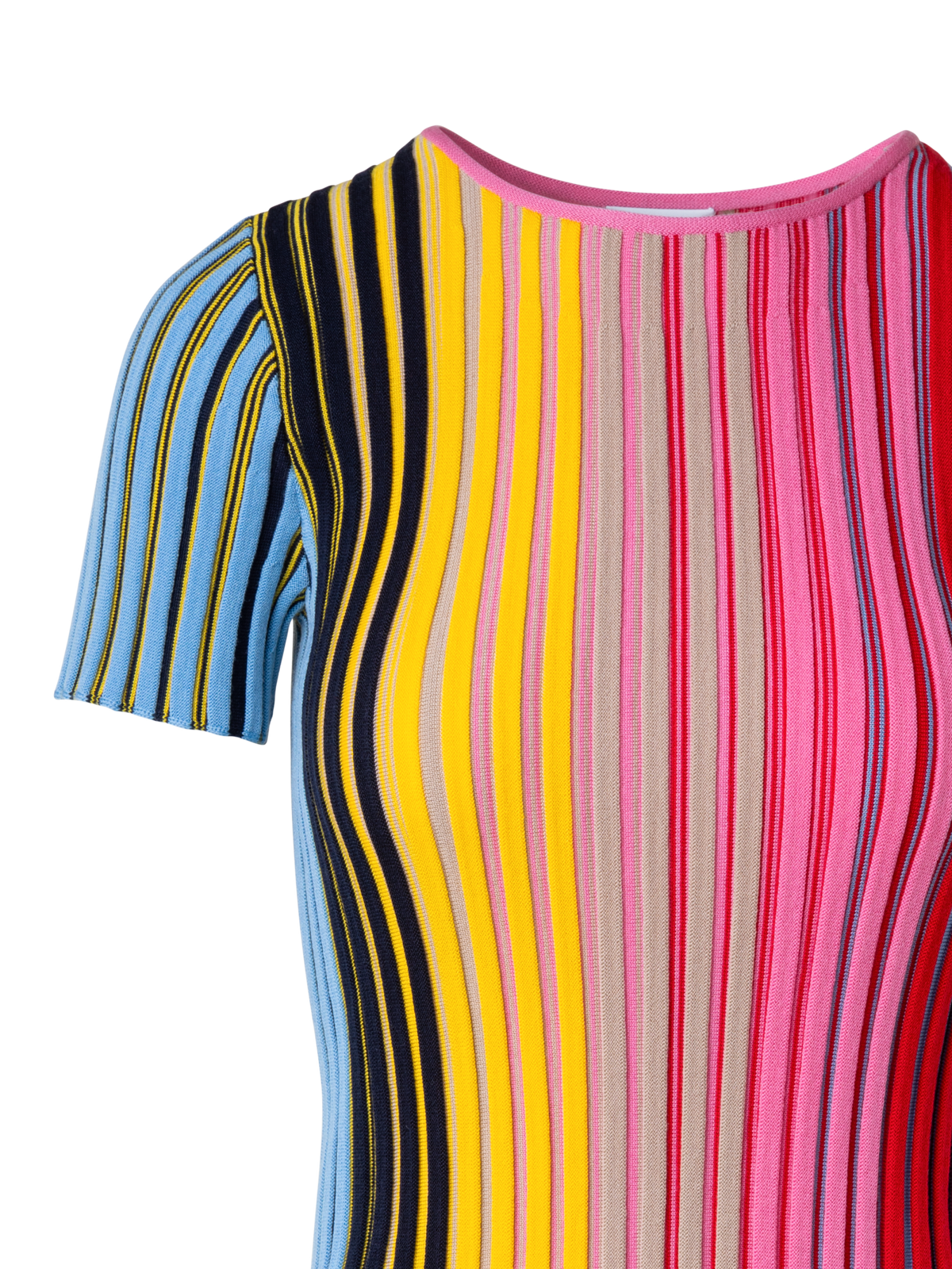 Designer Merino-Oberteil mit Regenbogenripp - Bunt