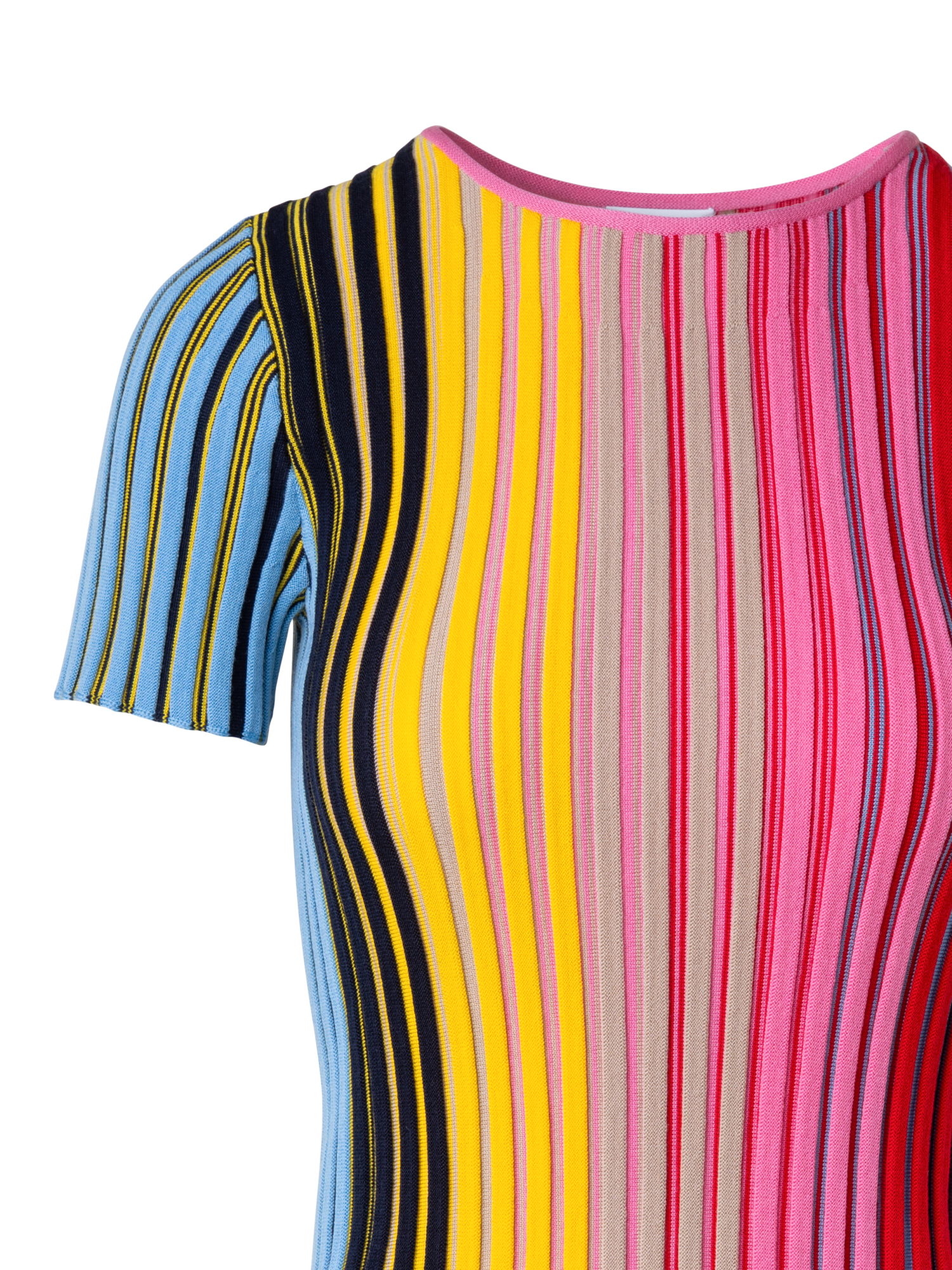 Designer Merino-Oberteil mit Regenbogenripp - Bunt