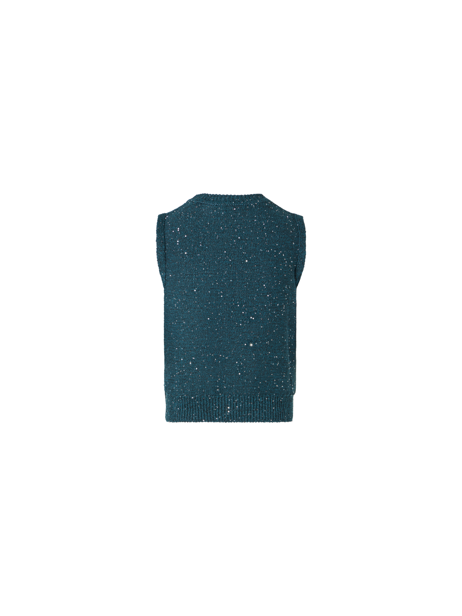 Designer Ärmelloses Strick-Top aus Leinen-Baumwolle mit Pailletten - Grün